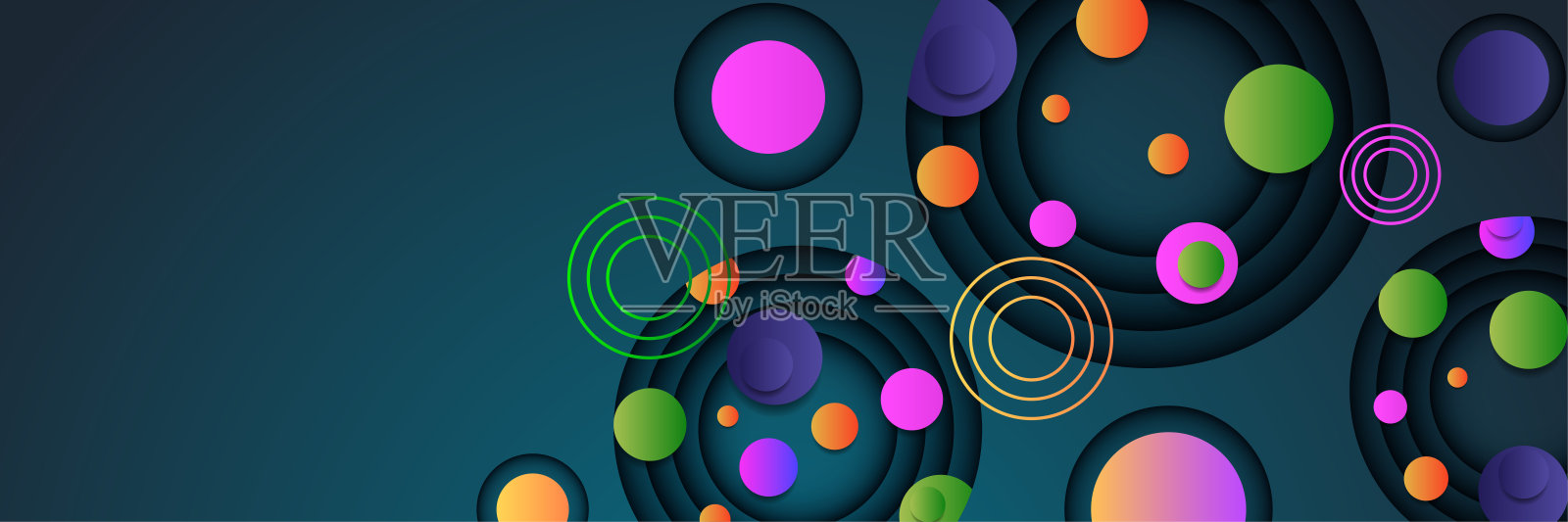 现代圆形渐变绿色粉红色彩色抽象设计旗帜插画图片素材