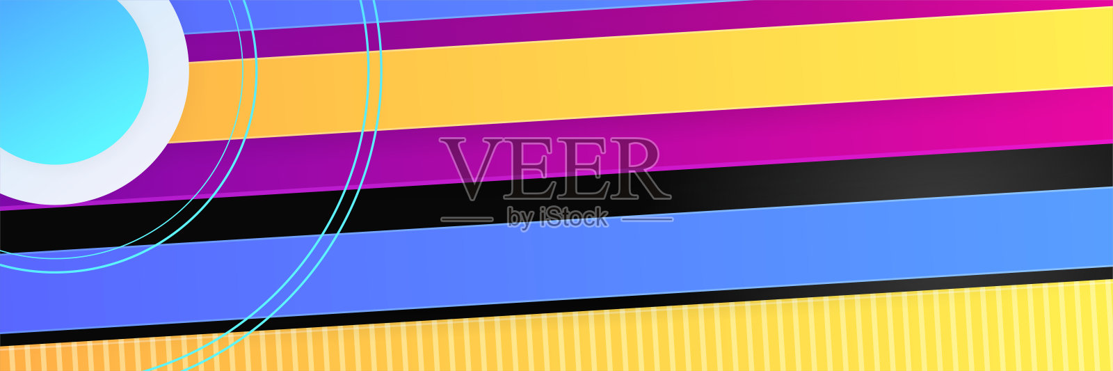 动态笔画线梯度蓝黄紫彩色抽象设计横幅插画图片素材