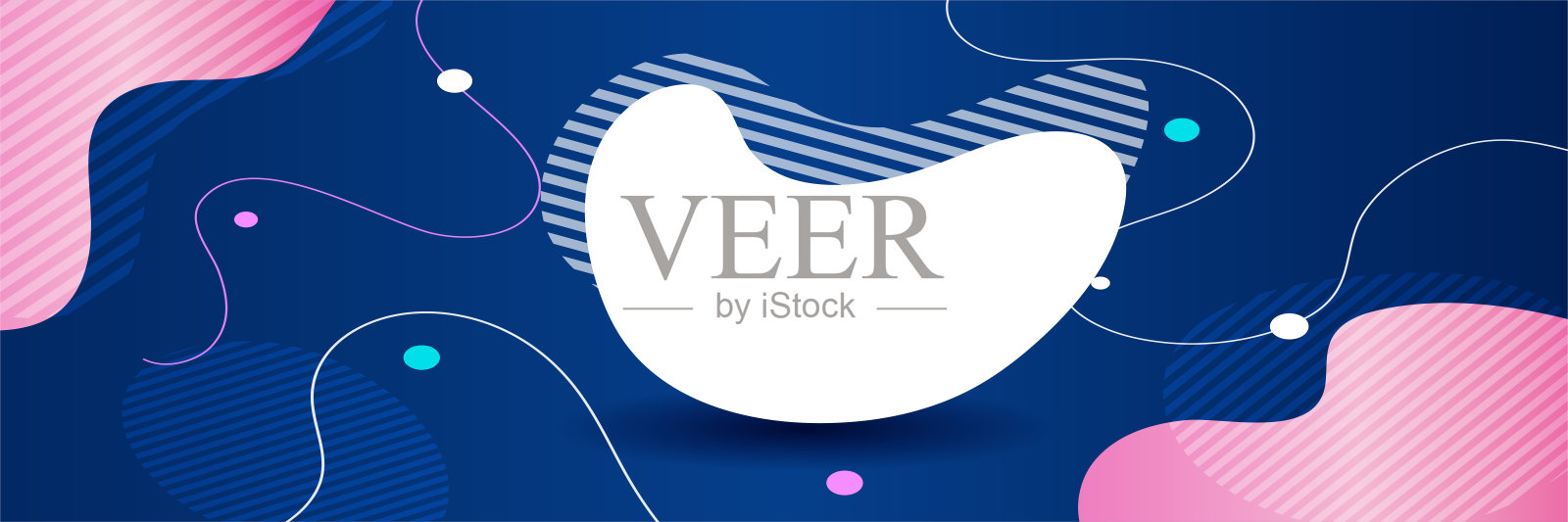 波浪动态梯度白蓝色粉红彩色抽象设计旗帜插画图片素材