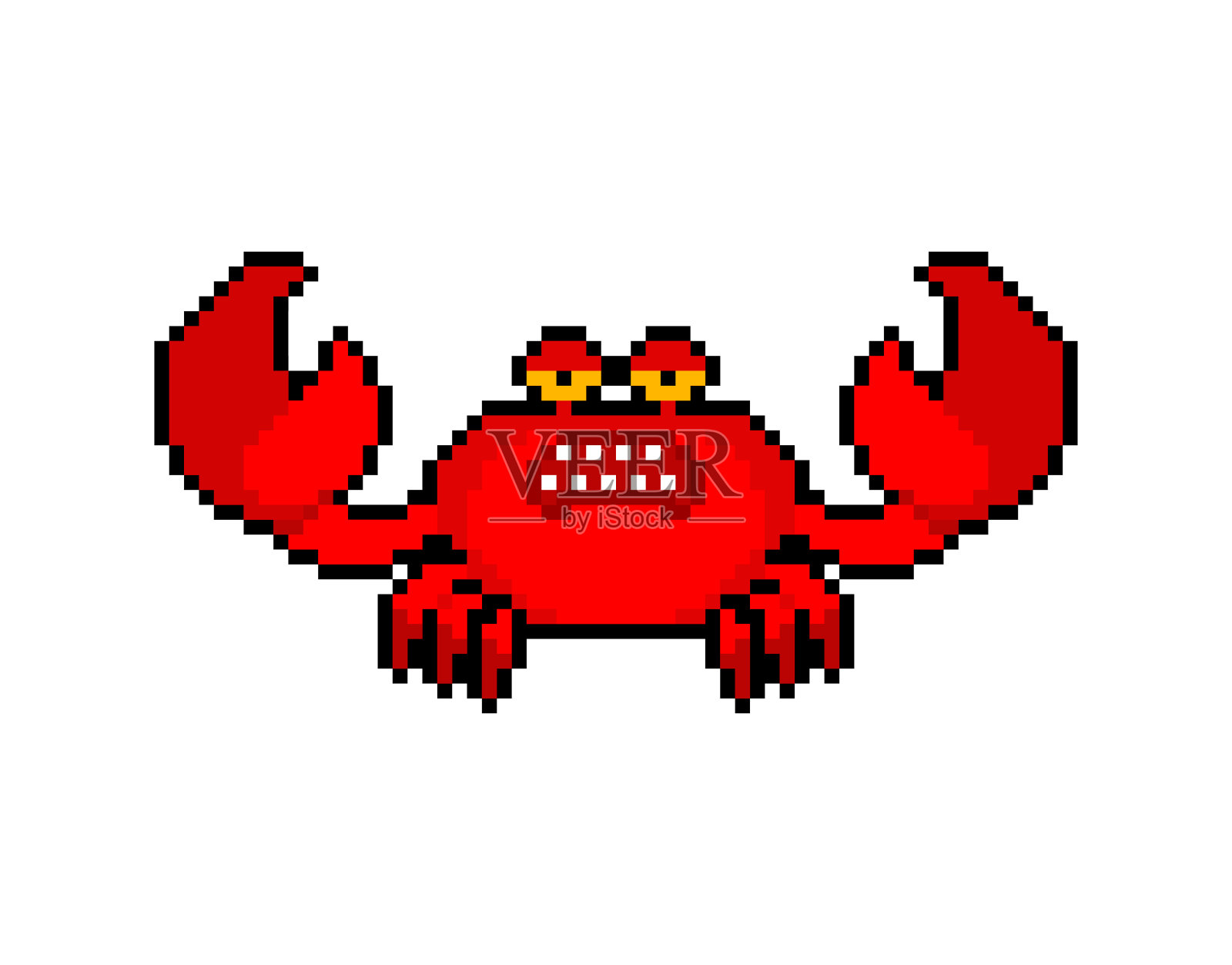 螃蟹像素艺术孤立。8位海癌红。像素矢量图设计元素图片