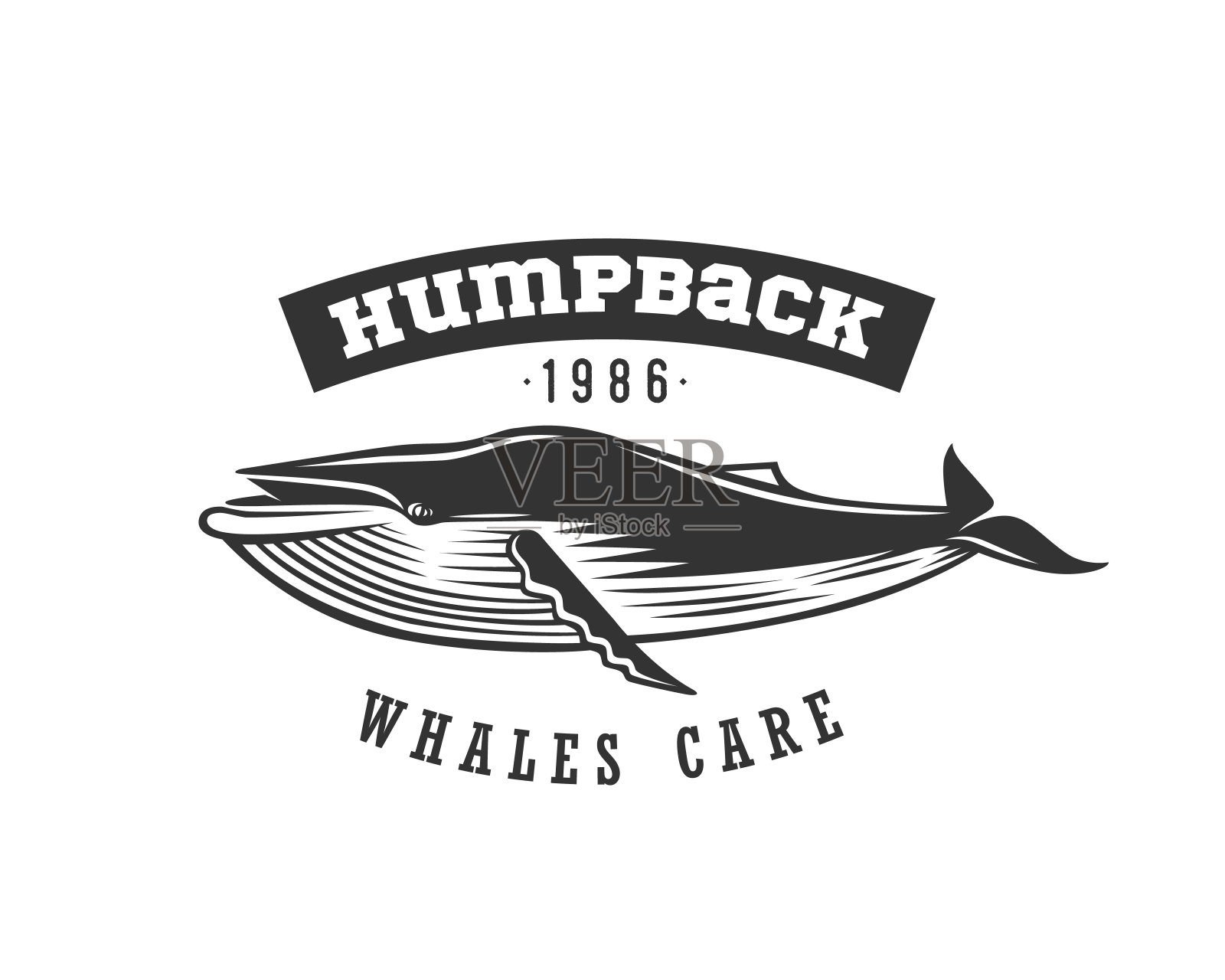 座头鲸。鲸鱼。向量会徽。设计元素图片