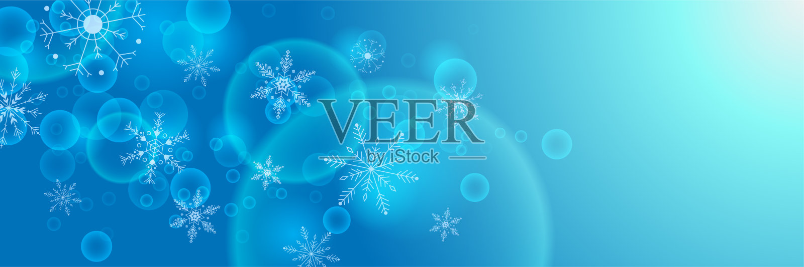 冬季凉爽的蓝色雪花设计模板横幅插画图片素材