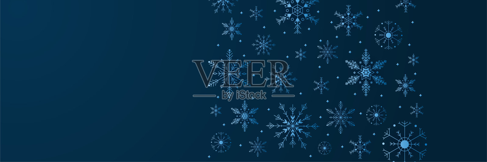 雪白的深蓝色雪花设计模板横幅插画图片素材