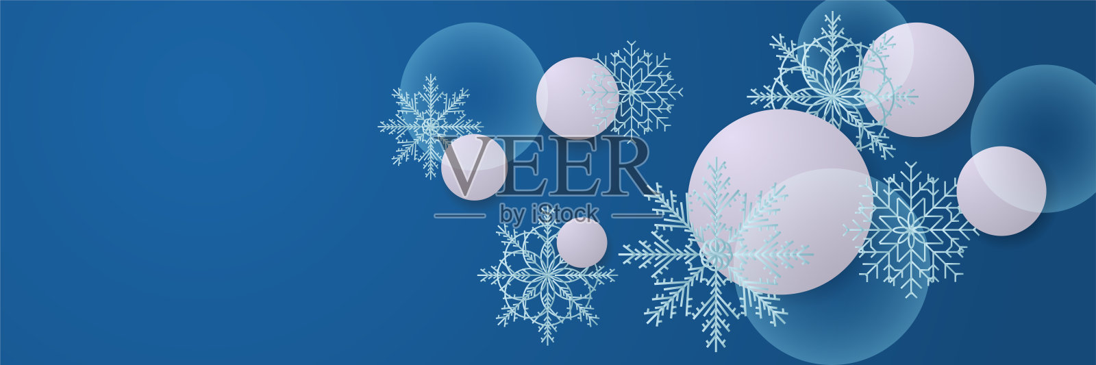 冬季蓝色雪花设计模板横幅插画图片素材