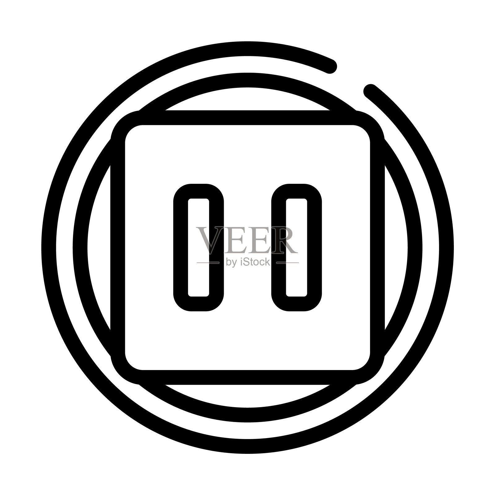 圆形插座细线图标。插座，修复线性图标从技术概念孤立轮廓标志。矢量插图符号元素的网页设计和应用程序。图标素材