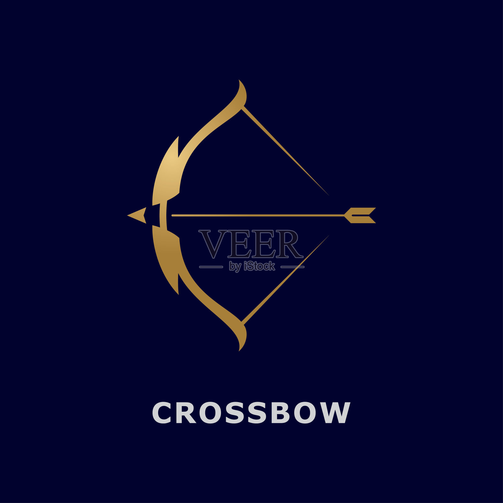 弩标志模板，简单的射箭标志与梯度颜色插画图片素材