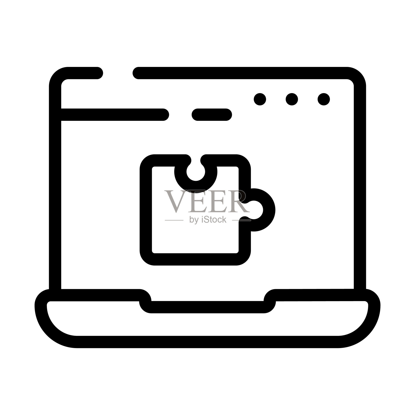 插件细线图标。技术上，连接线性图标从编程概念上孤立轮廓符号。矢量插图符号元素的网页设计和应用程序。图标素材