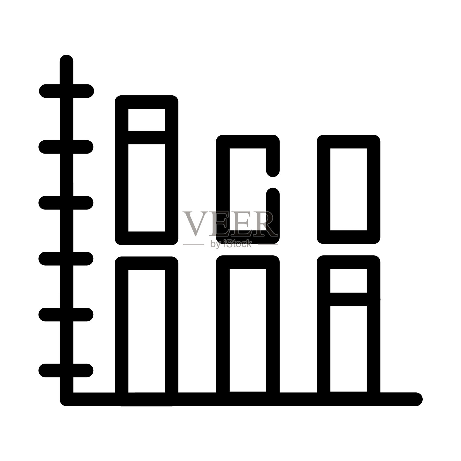 柱状图细线图标。图形，图表线性图标从业务概念孤立的轮廓符号。矢量插图符号元素的网页设计和应用程序。图标素材