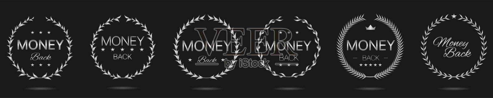 钱回来银桂冠花冠标签集插画图片素材