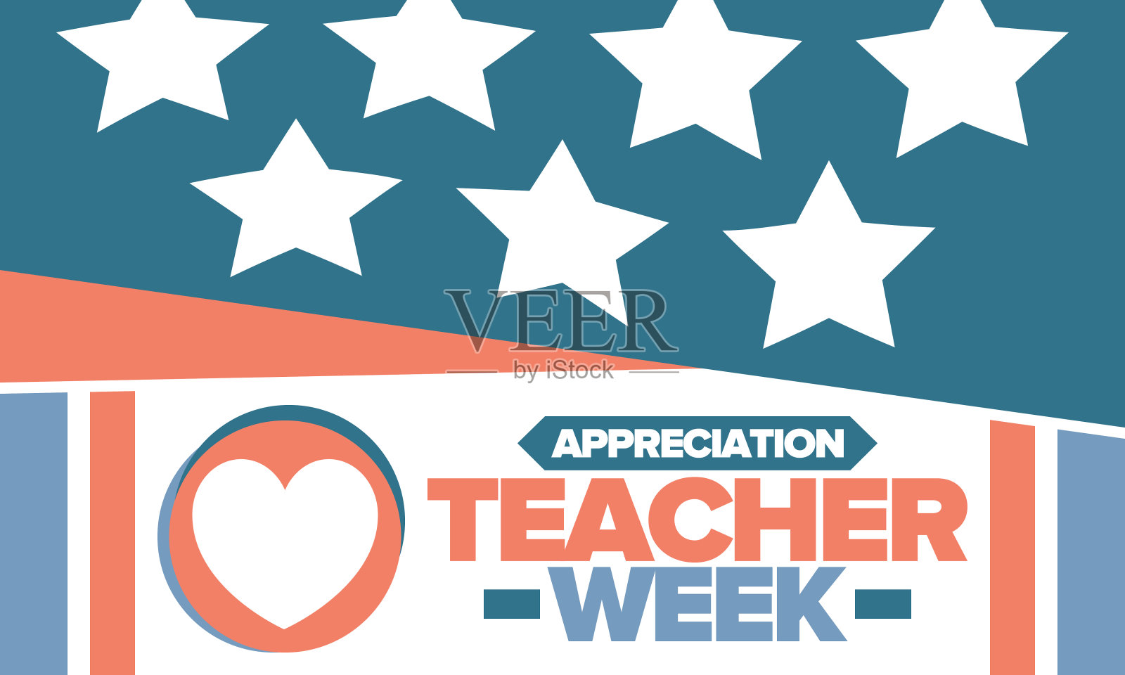 5月教师感恩周。在美国每年庆祝一次。向辛勤工作、教育孩子的老师致敬。学校和教育。学生的学习概念。矢量图插画图片素材