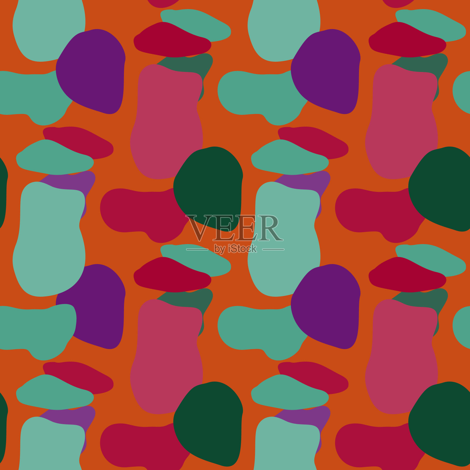 涂鸦圆形状无缝图案。抽象迷彩背景。插画图片素材