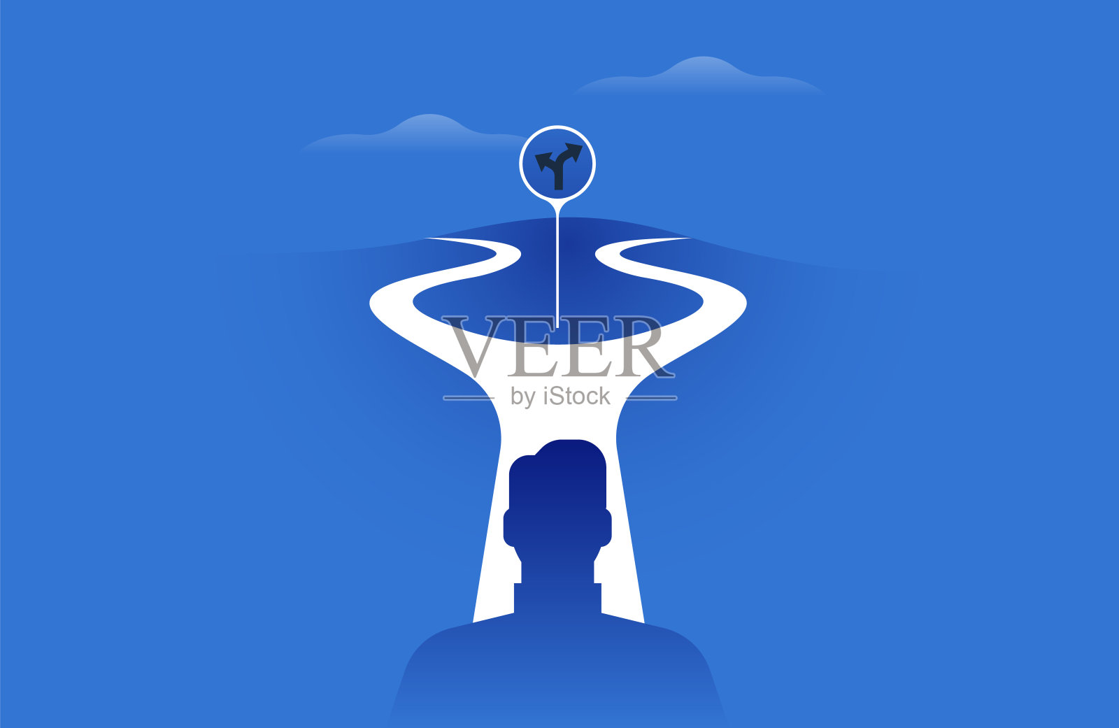 站在十字路口的男人插画图片素材