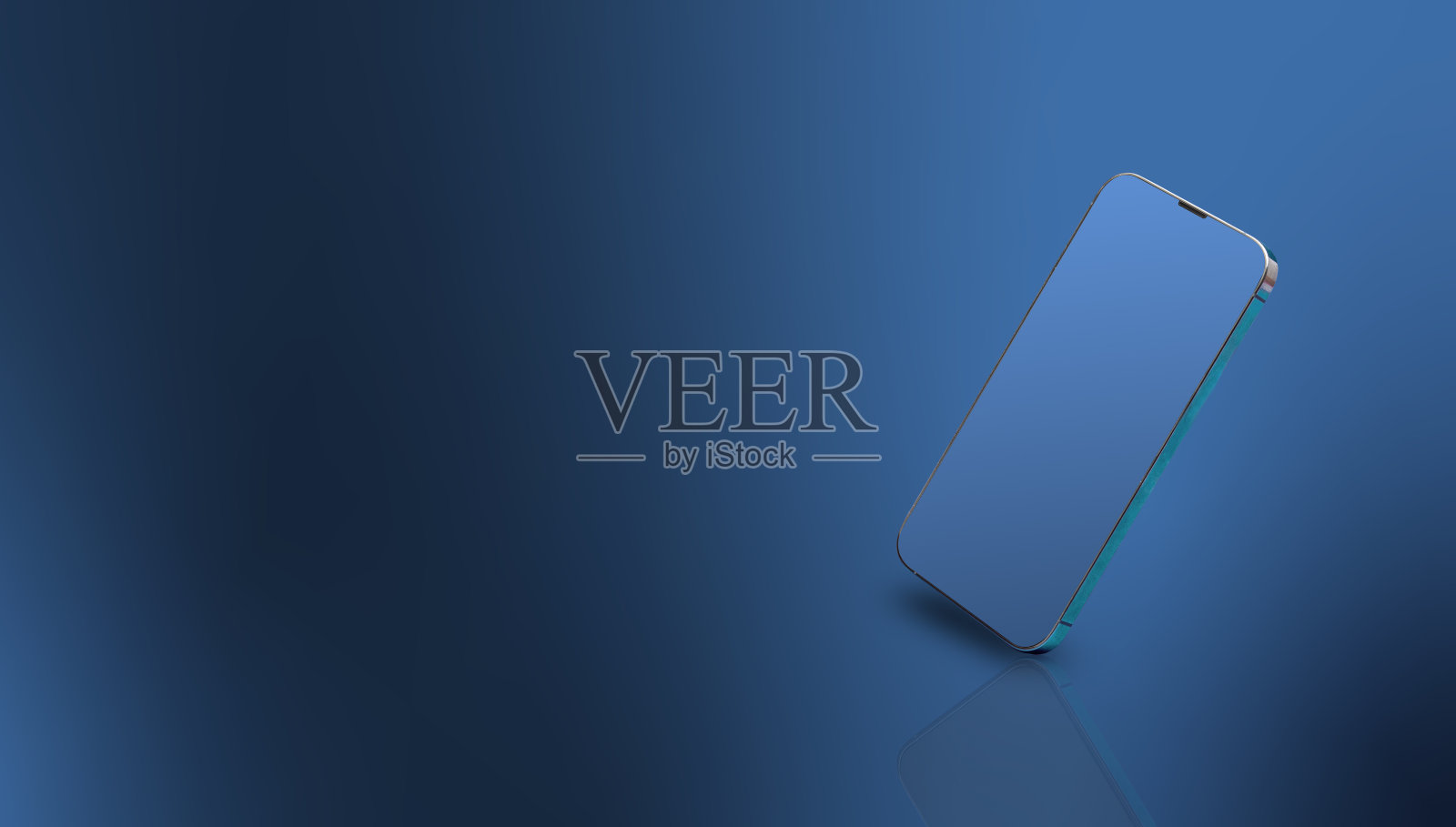 孤立的智能手机侧视图在蓝色横幅模板照片摄影图片