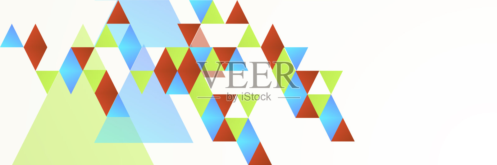 潮流三角形，蓝色，橙色，绿色，多彩的抽象设计旗帜插画图片素材