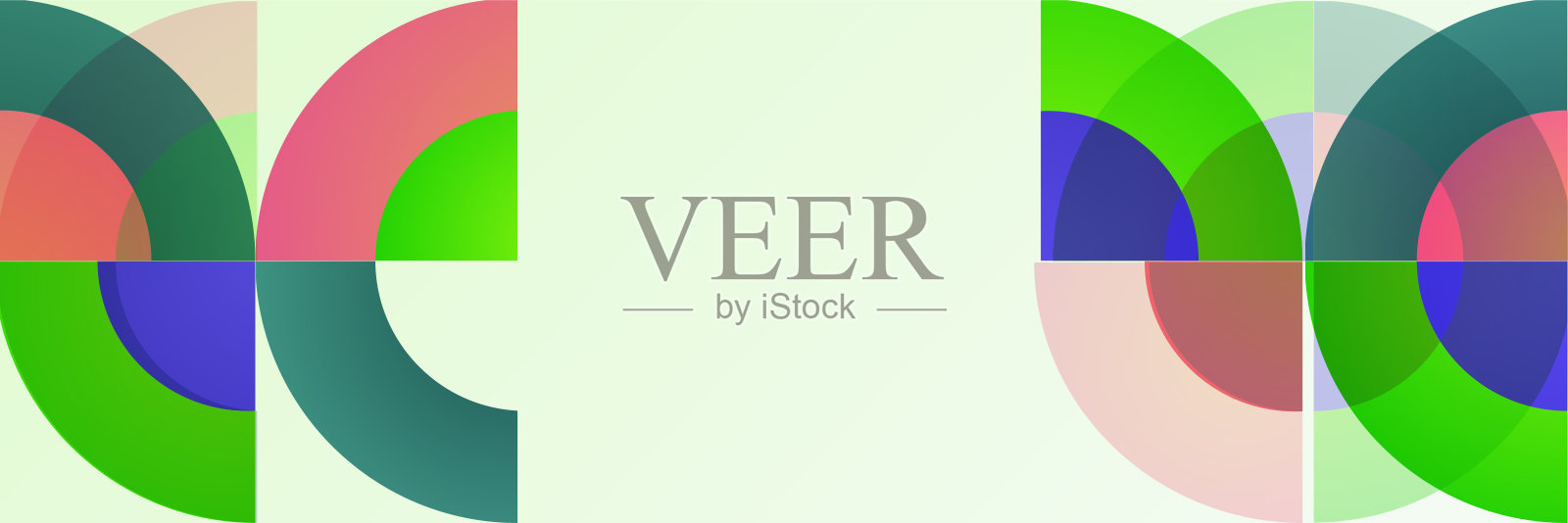 潮流圆形绿色蓝色粉红色彩色抽象设计旗帜插画图片素材