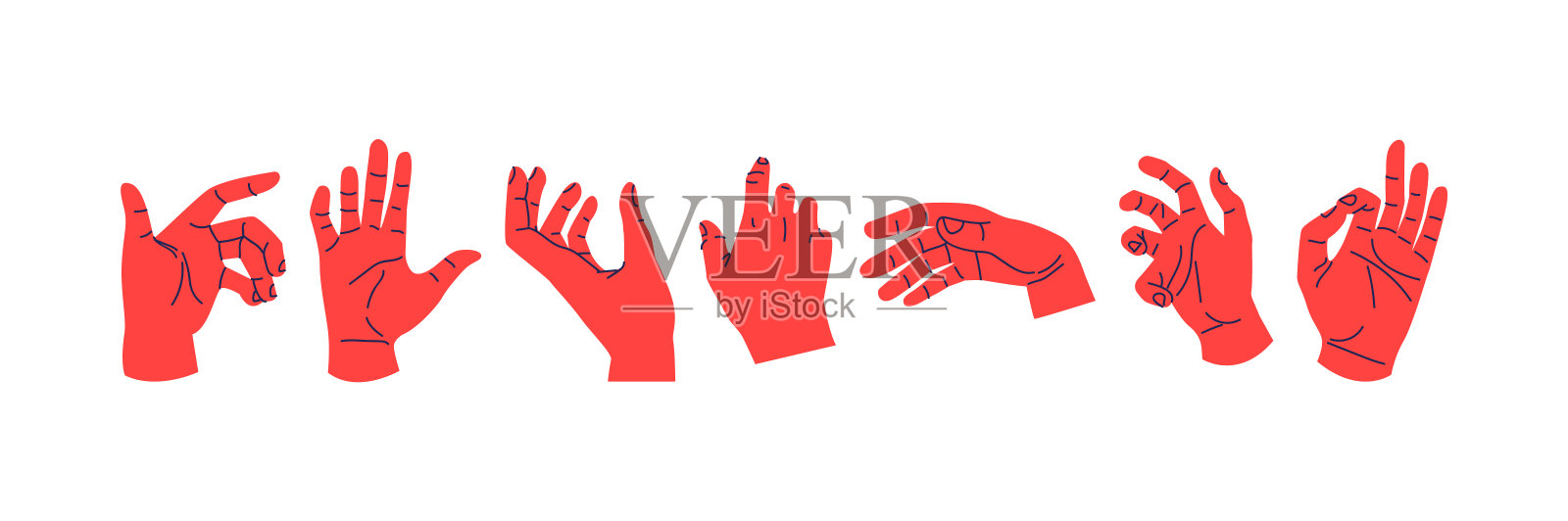 一套不同的人的手在不同的姿势设计元素图片