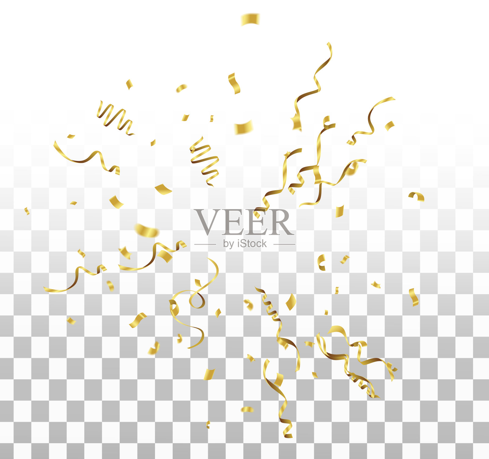 金色的丝带。美丽的组成与闪光。五彩纸屑爆炸。节日的普遍的例子。祝贺所有节日的背景。简单的网站，商店，杂志促销。插画图片素材