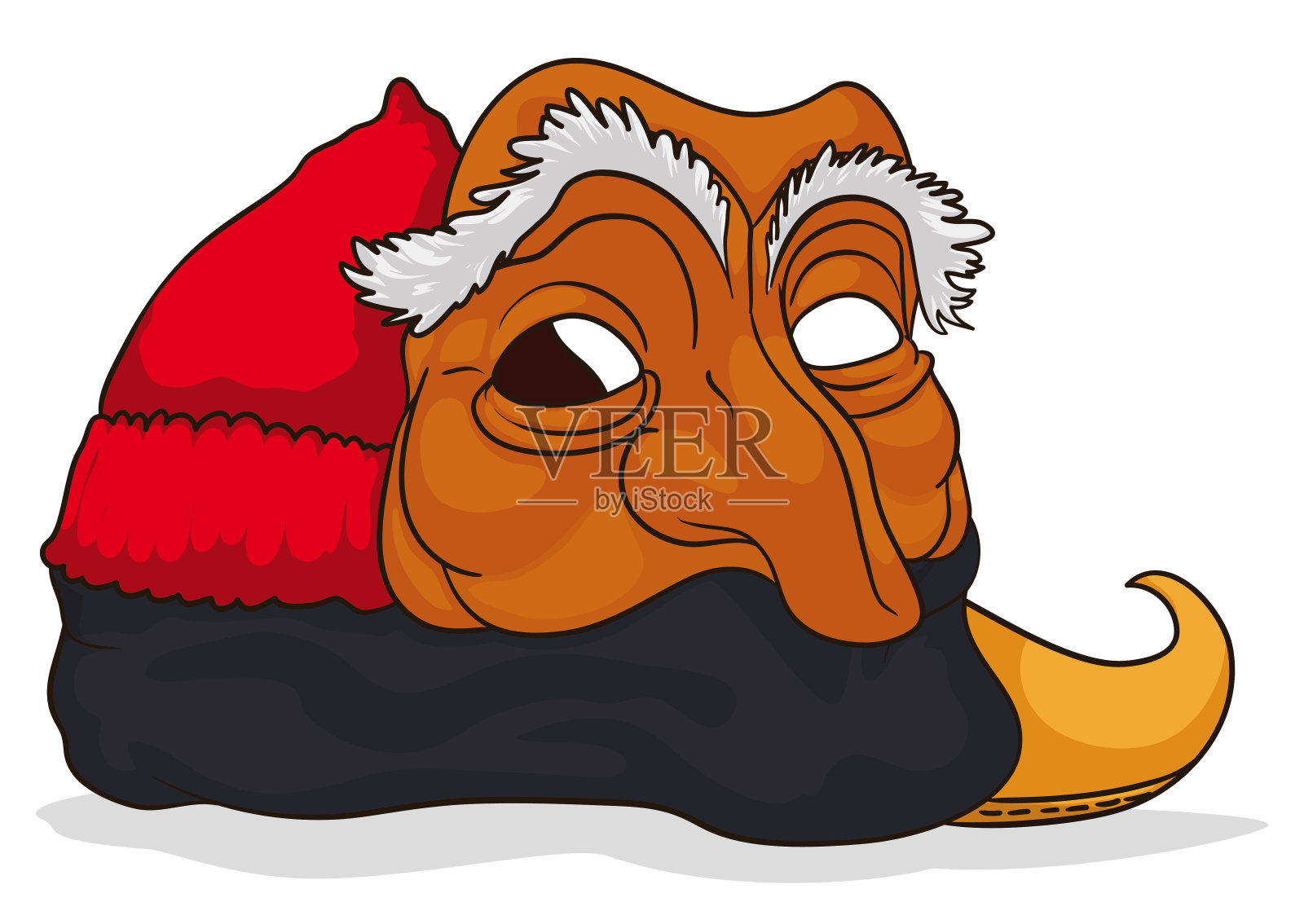 在威尼斯狂欢节期间，潘塔龙角色的传统服装，矢量插图设计元素图片