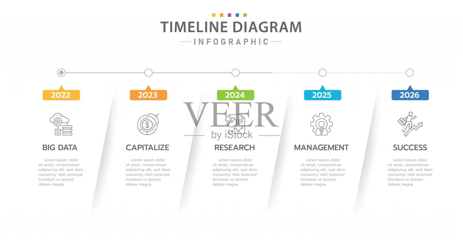 时间轴图日历与现代图标。插画图片素材