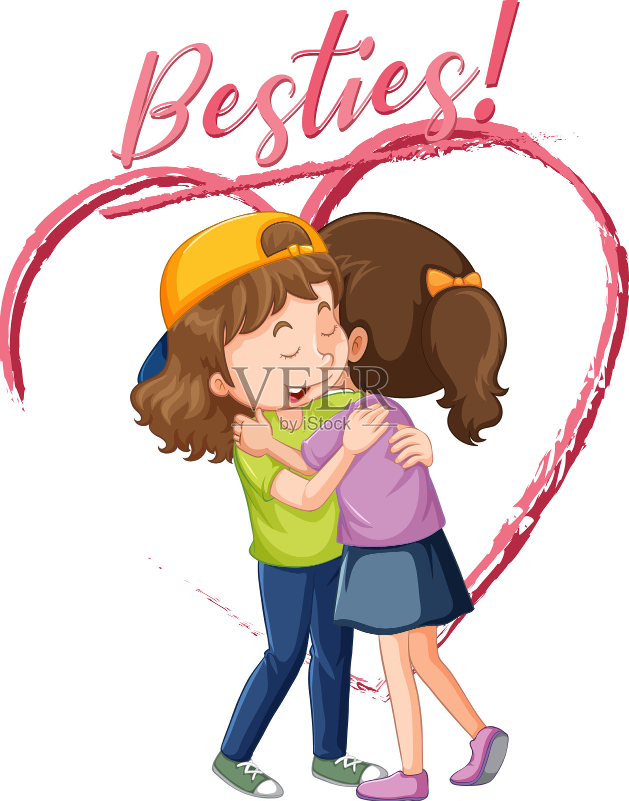 闺蜜女孩和闺蜜的卡通人物设计元素图片
