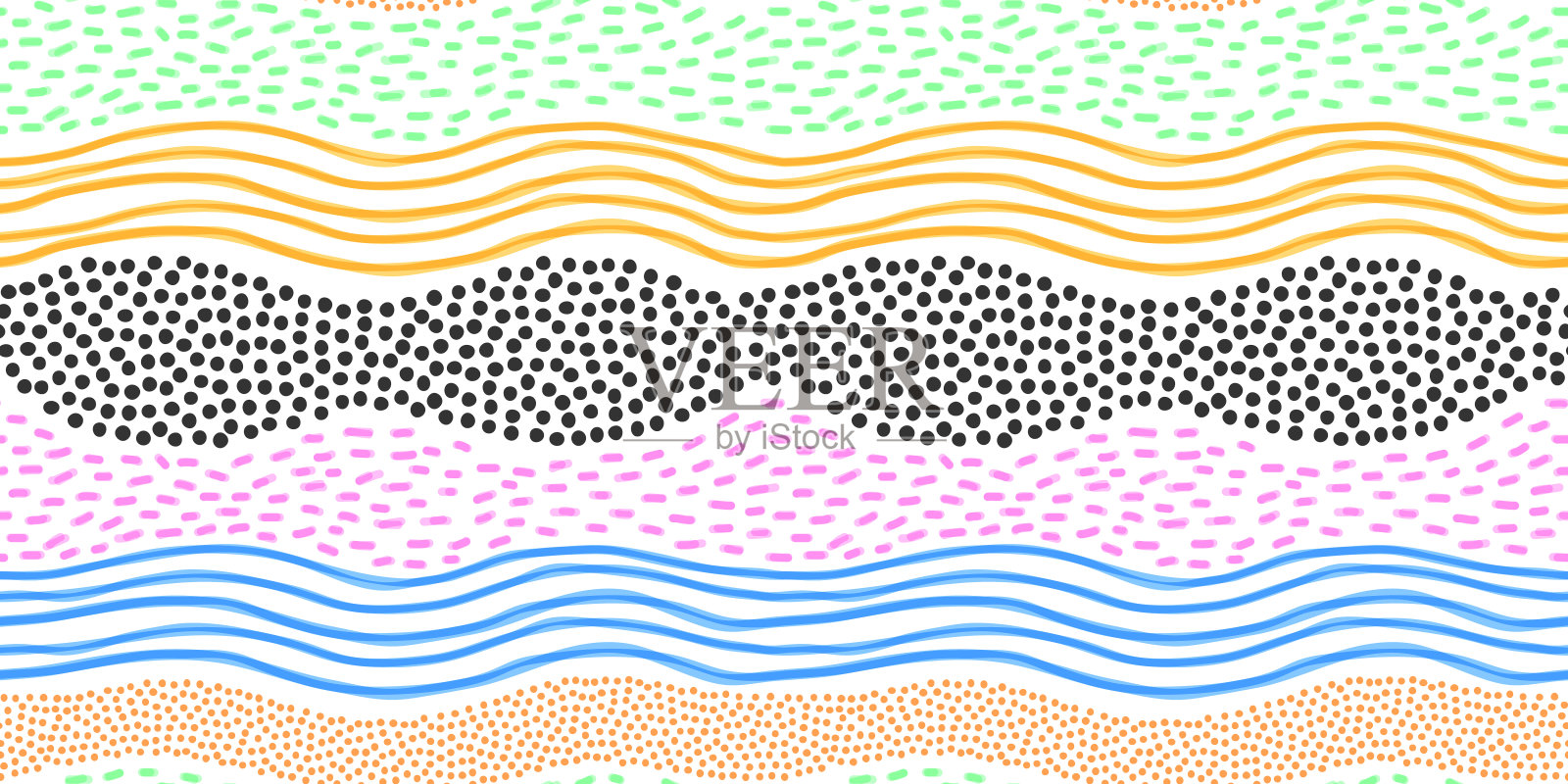 抽象手绘形状涂鸦无缝图案插画图片素材