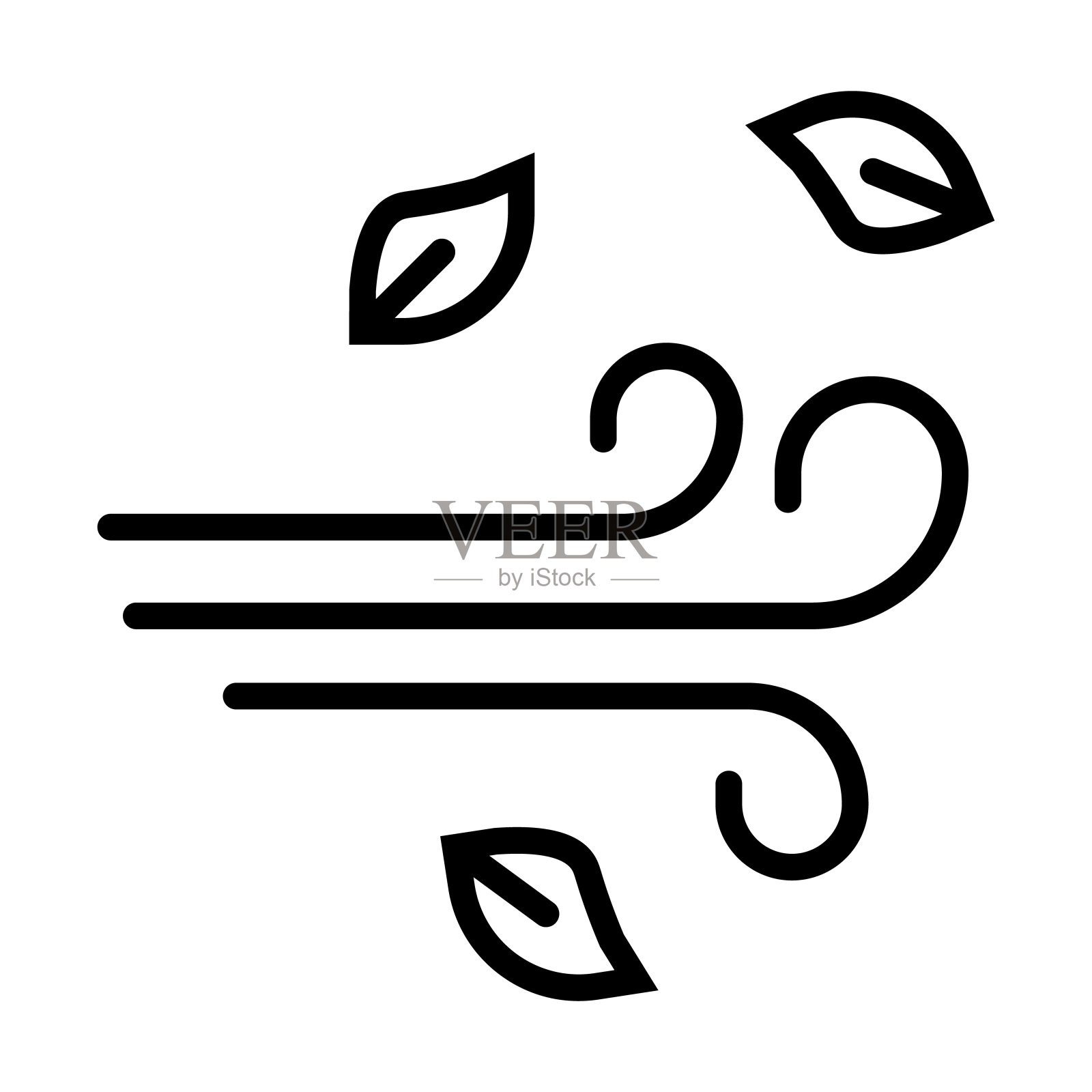 风的图标从秋季收集。薄线性风，太阳，自然轮廓图标孤立在白色背景。线矢量风符号，网络和移动符号。插画图片素材