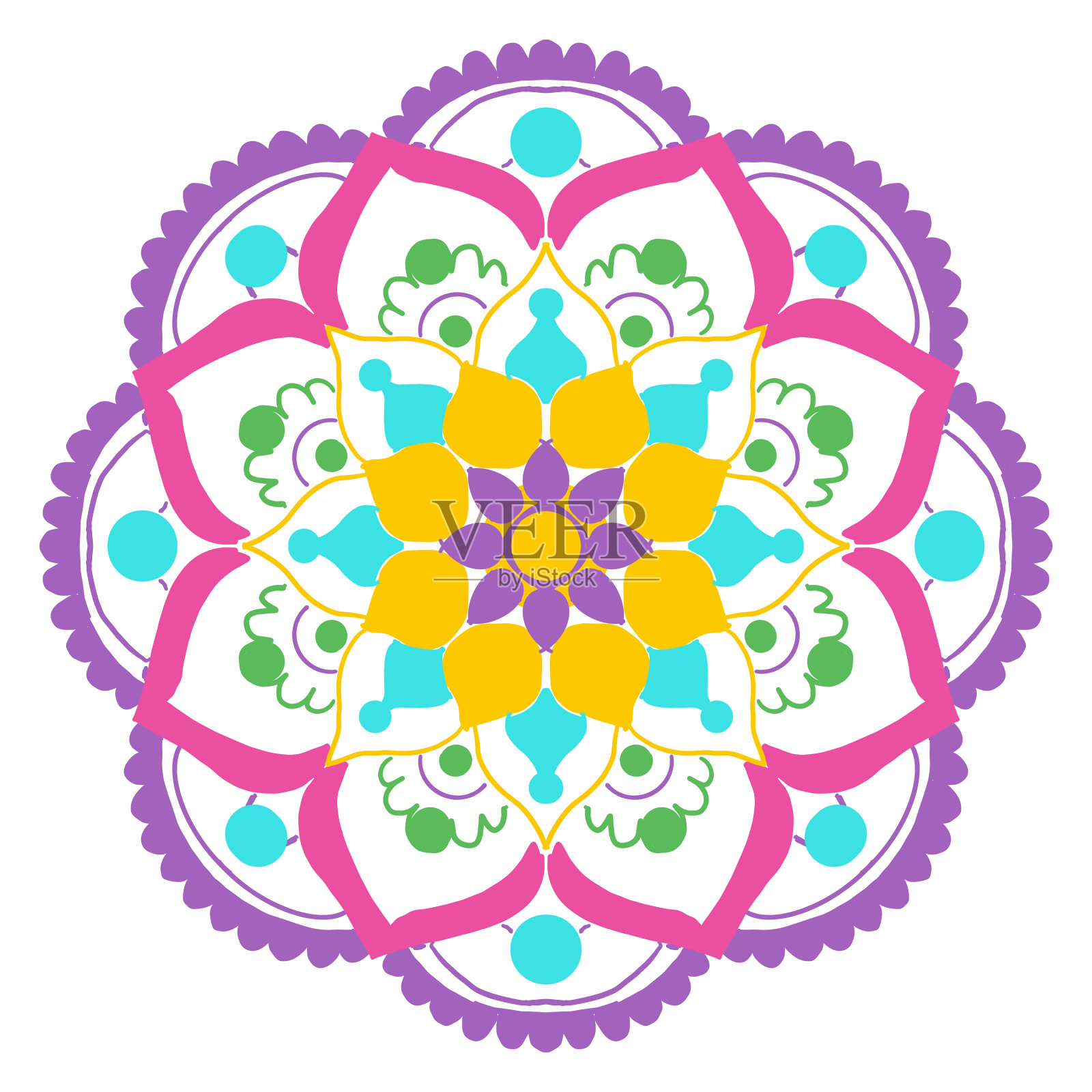 流行的摩洛哥设计瓷砖在广场的白色插画图片素材