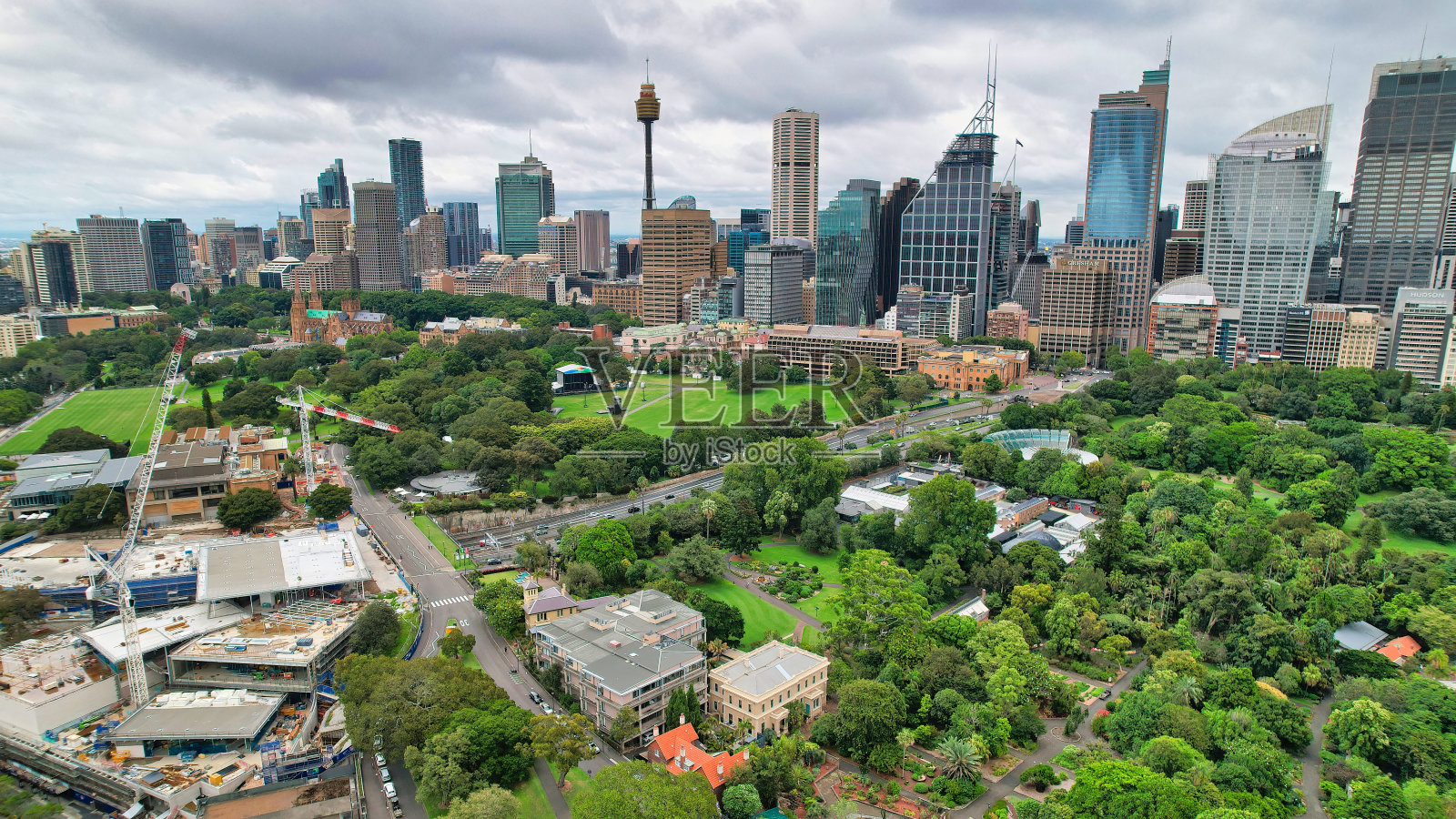 眺望悉尼植物园和西田塔照片摄影图片