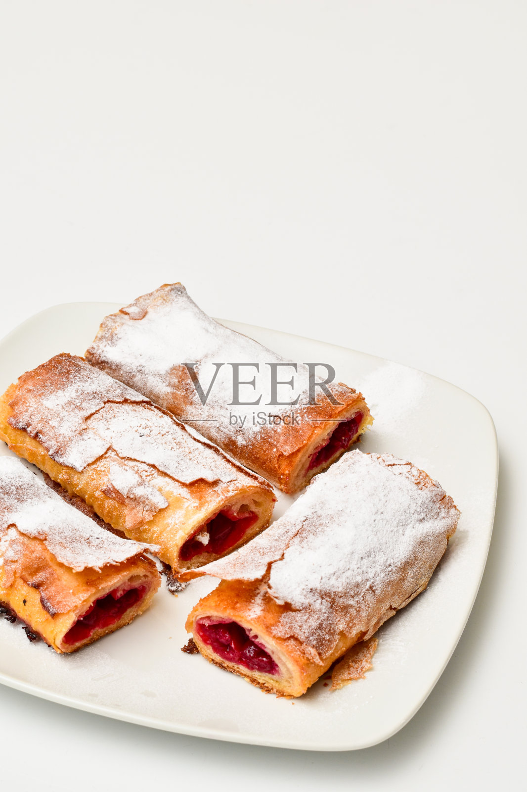 加糖的樱桃派照片摄影图片