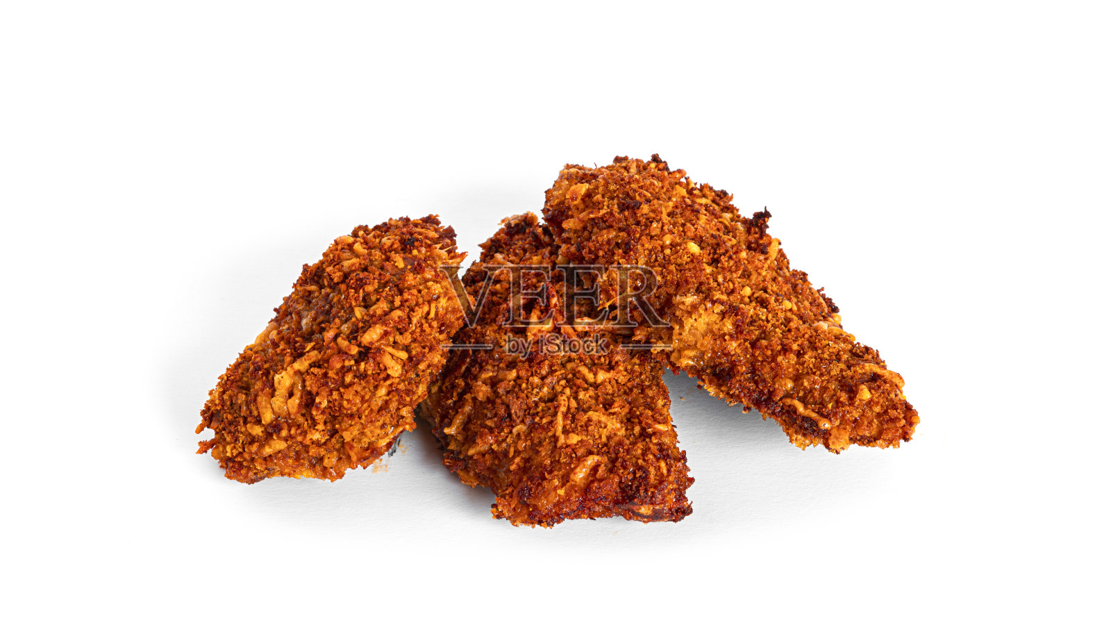 孤立在白色背景上的鸡块照片摄影图片