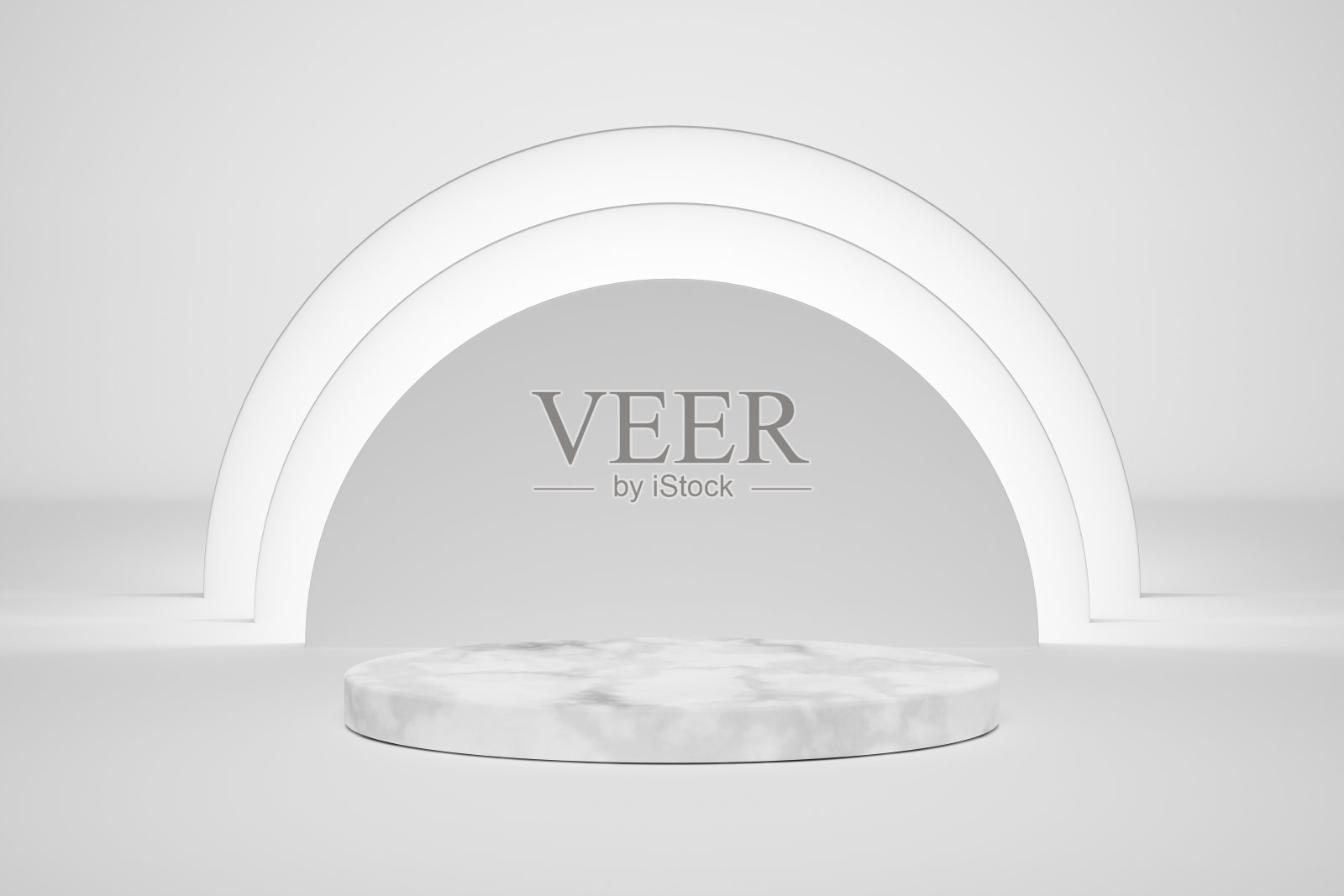 白色大理石3d平台空抽象背景。产品模拟演示。照片摄影图片