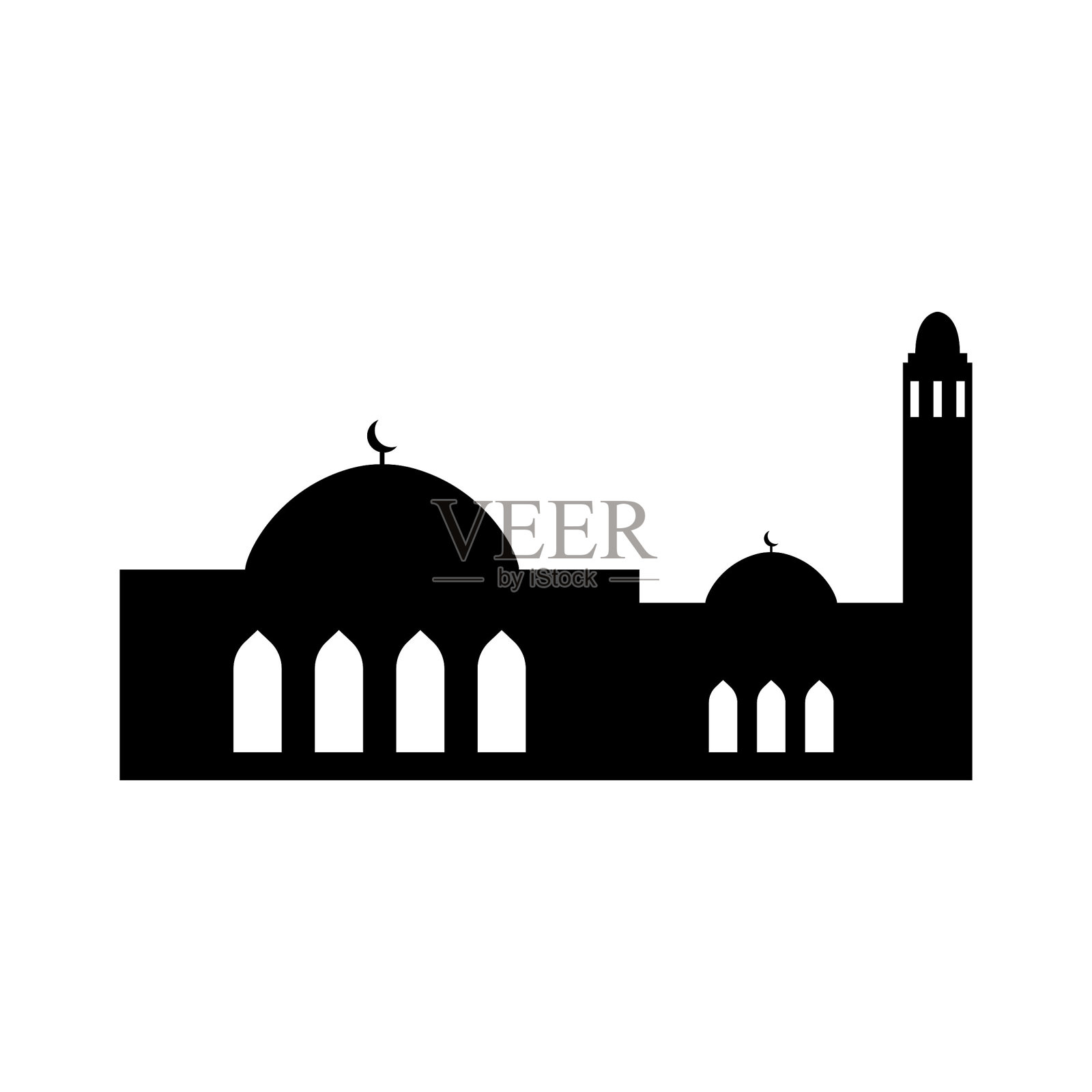 清真寺剪影。清真寺图标。清真寺向量插画图片素材