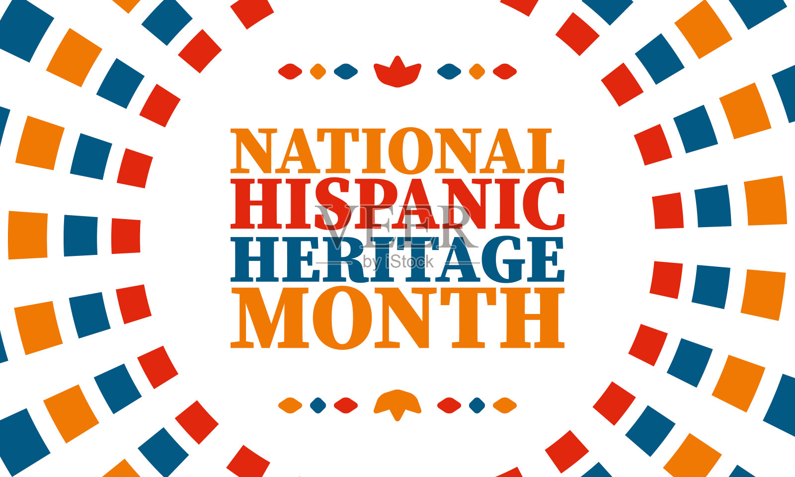 美国国家拉美裔传统月。每年9月和10月举行庆祝活动。拉丁美洲及西班牙民族文化。国家织物纹理。传统节日和游行。海报矢量插图插画图片素材