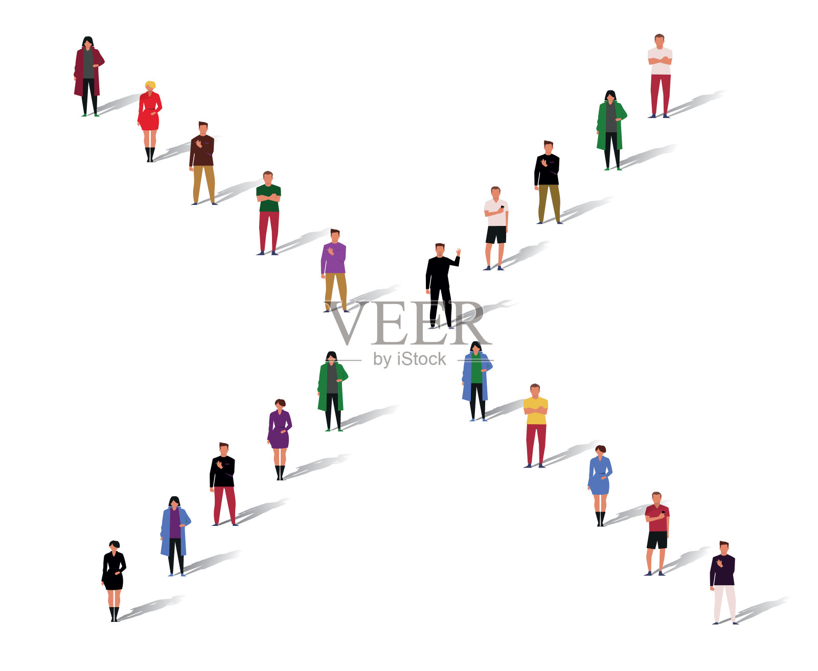 一群年轻人，矢量图形。插画图片素材