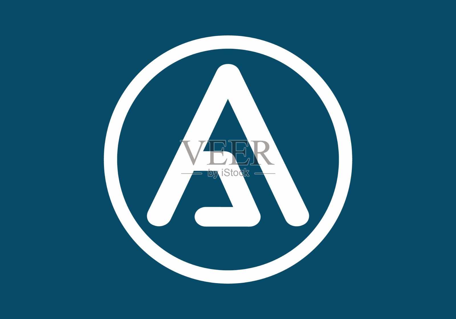 白色独特的颜色一个圆形的首字母插画图片素材