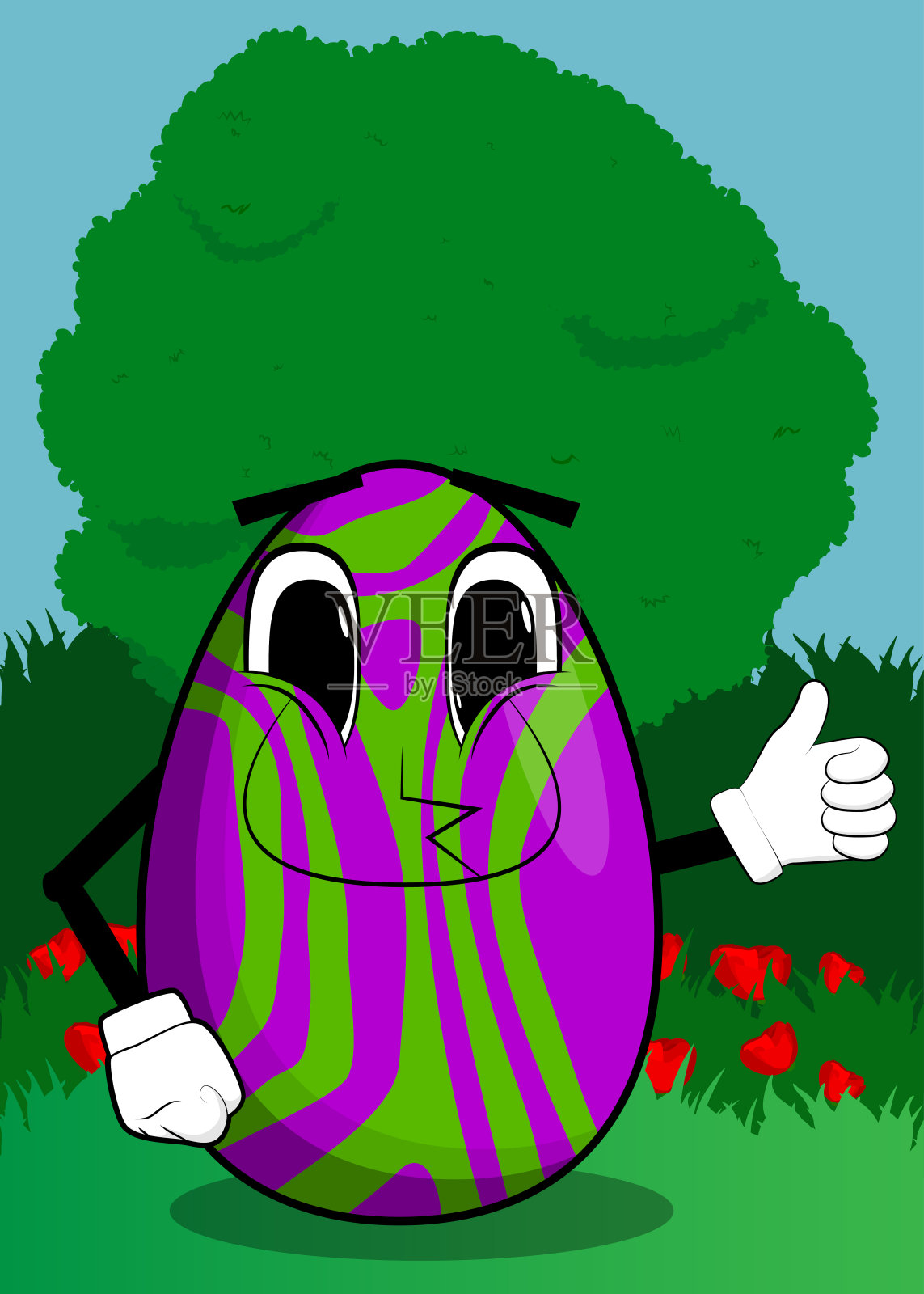 复活节彩蛋竖起大拇指。设计元素图片