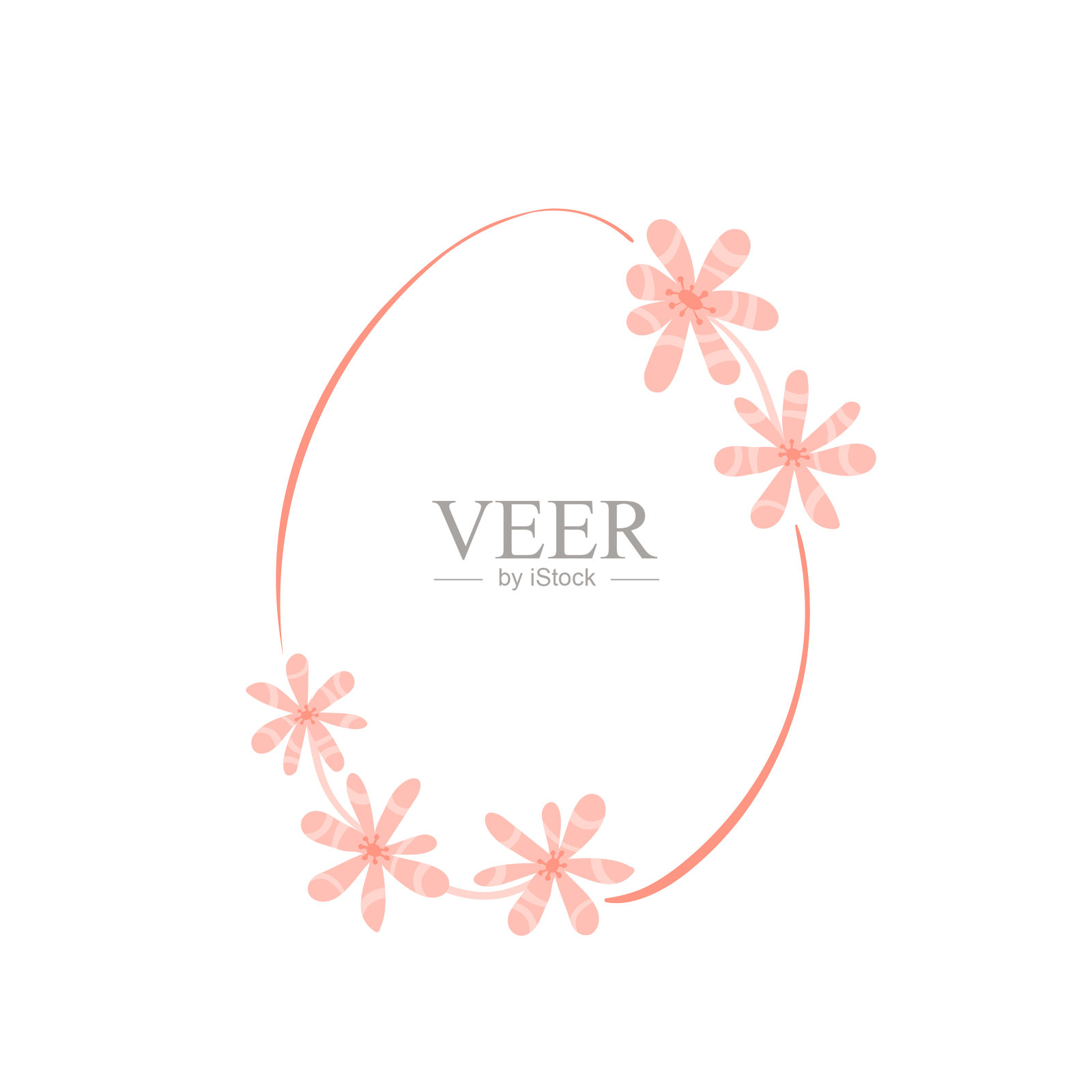 复活节彩蛋周围的鲜花。粉红色的简单抽象横幅。矢量图插画图片素材