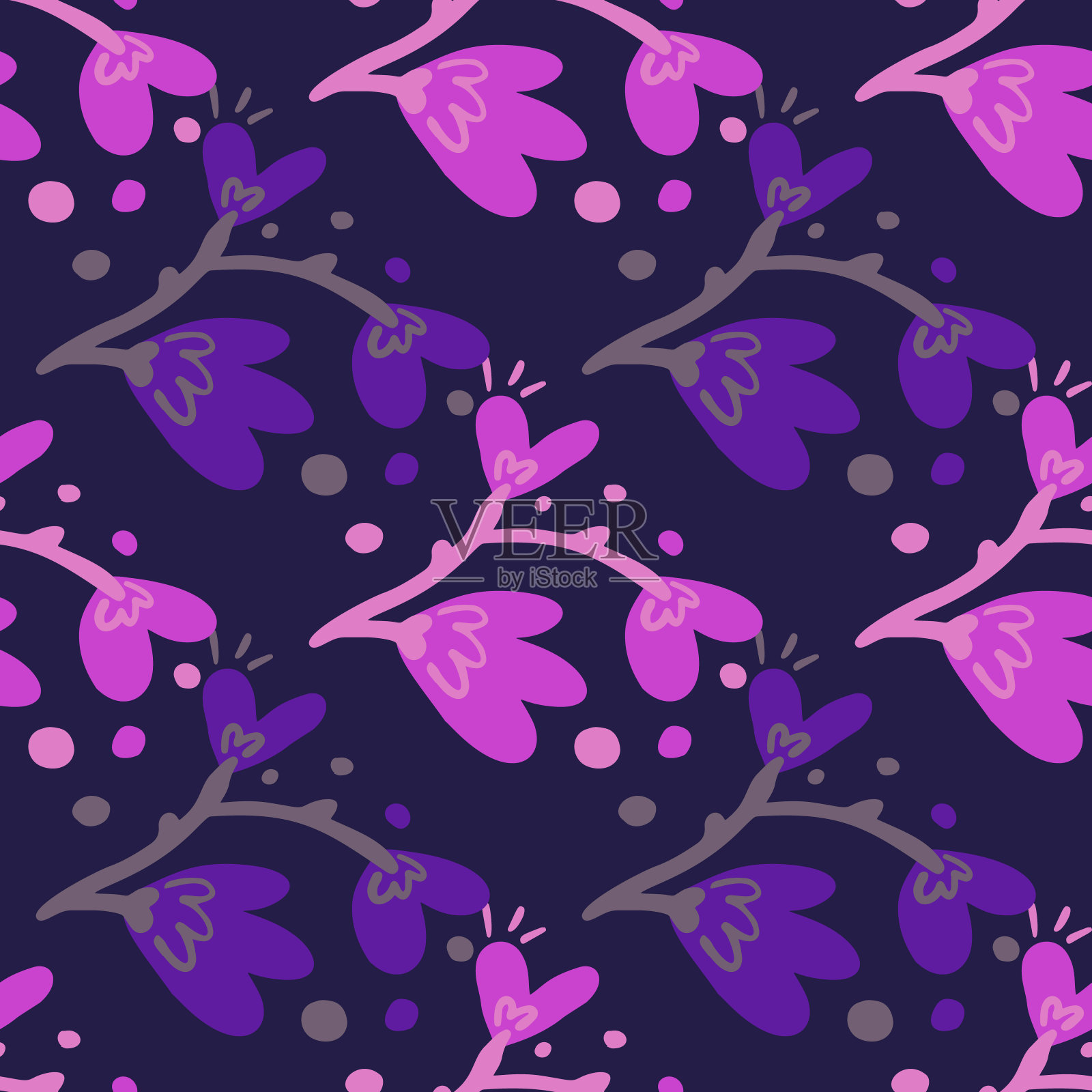 抽象花无缝图案。插画图片素材