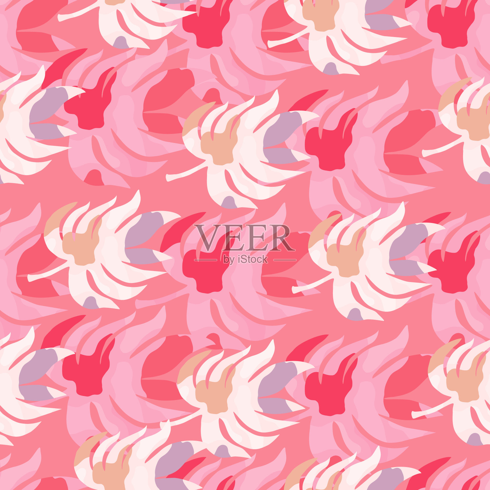 雨林棕榈叶热带无缝格局。抽象的树叶无尽的壁纸。插画图片素材