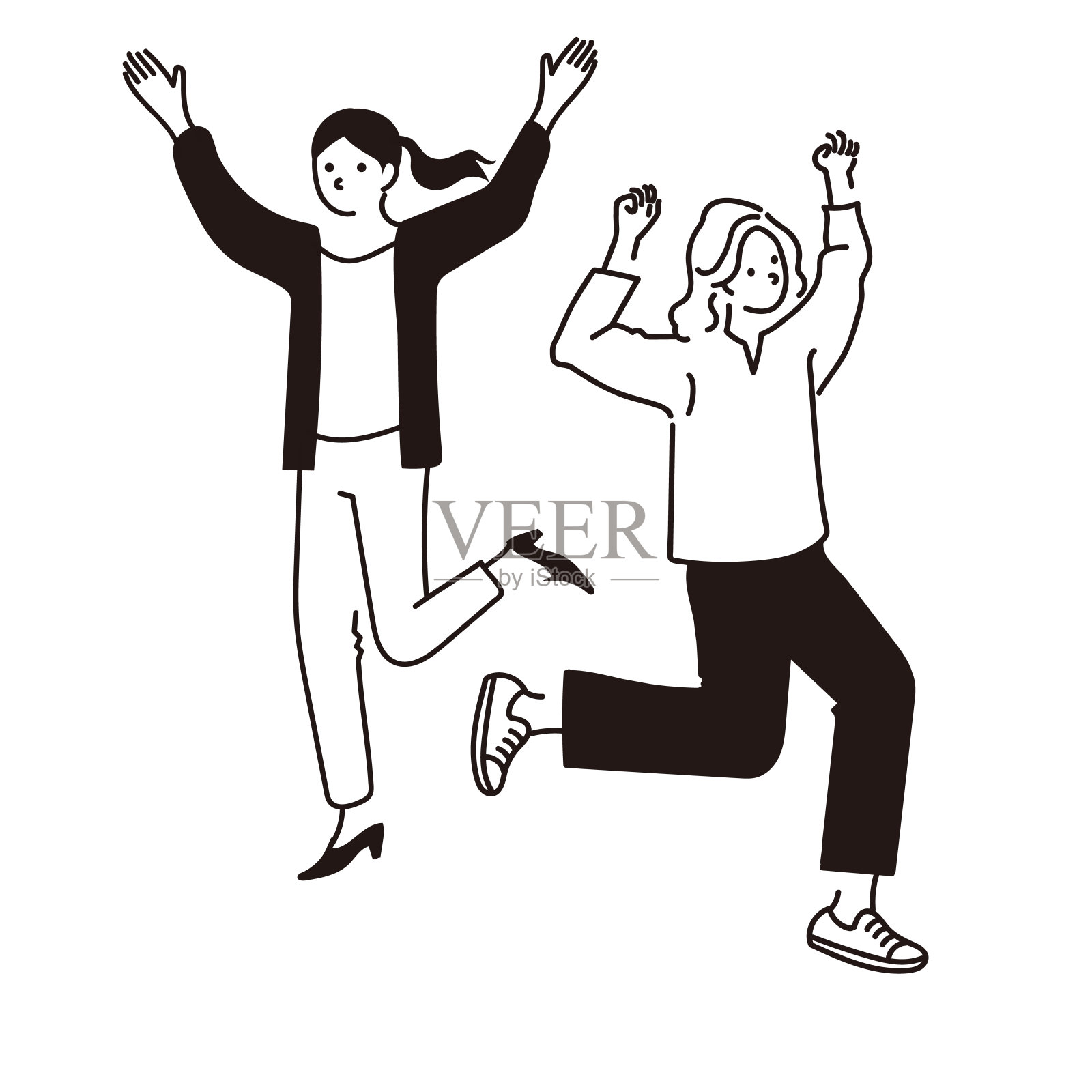 插图矢量办公室女高兴耶!插画图片素材