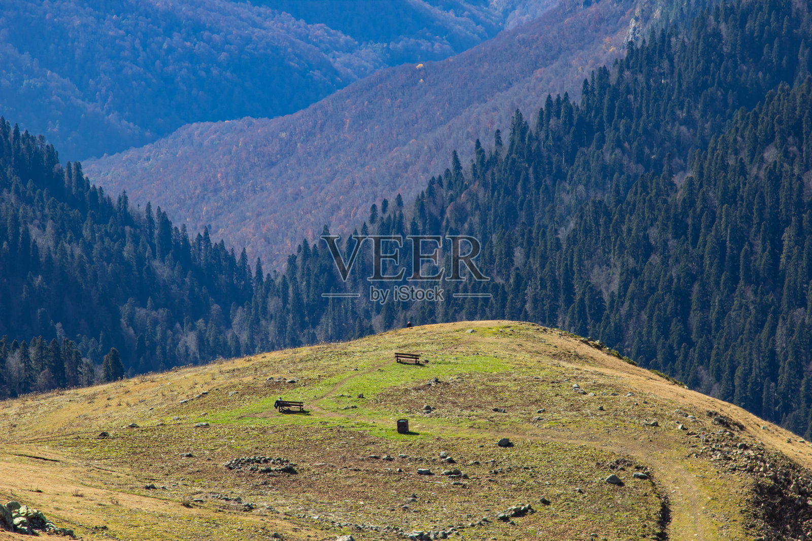 国家自然公园。有山和谷的景观。照片摄影图片