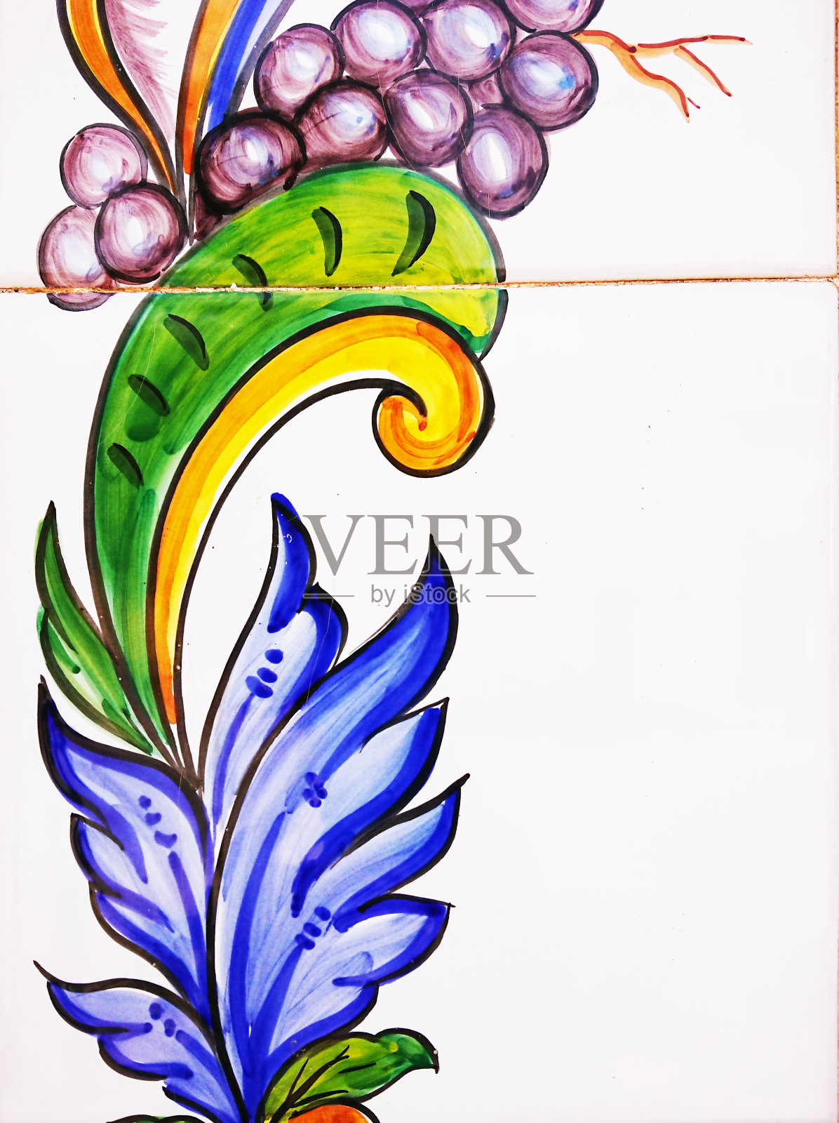 老房子立面传统瓷砖的细节。装饰瓷砖。瓦伦西亚传统瓷砖。花卉装饰。插画图片素材