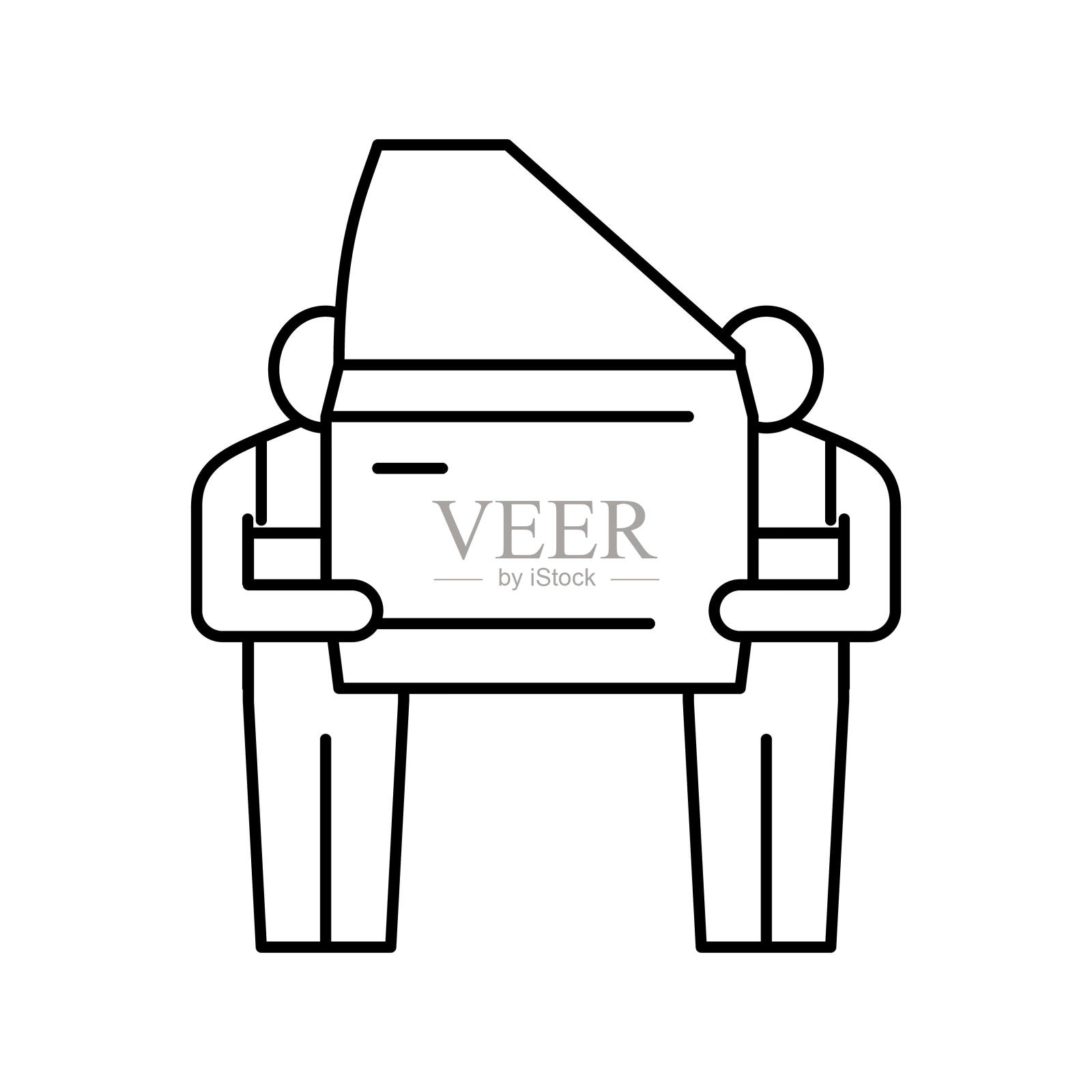 人力工作汽车工厂线图标矢量插图插画图片素材