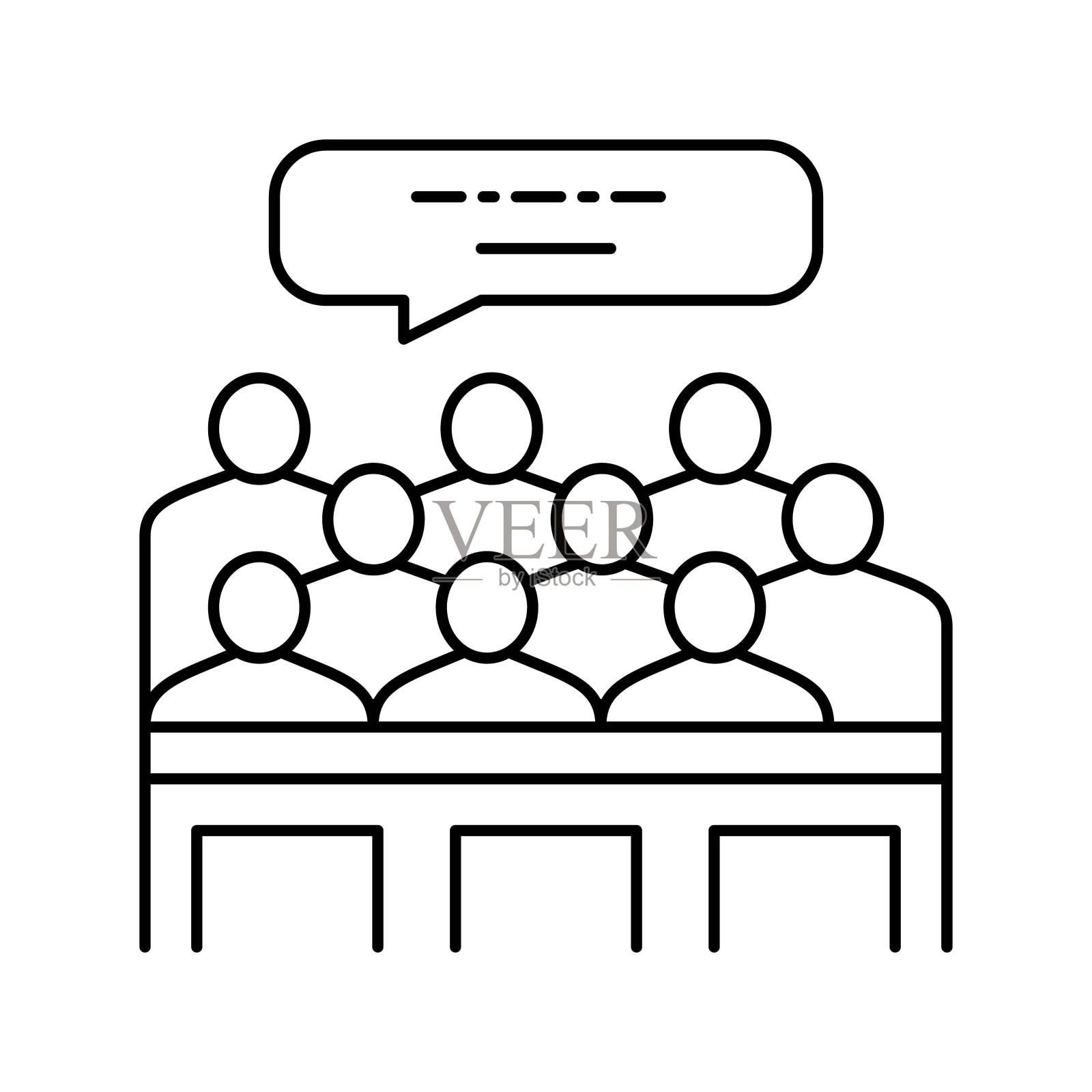 审判陪审团线图标矢量插图插画图片素材