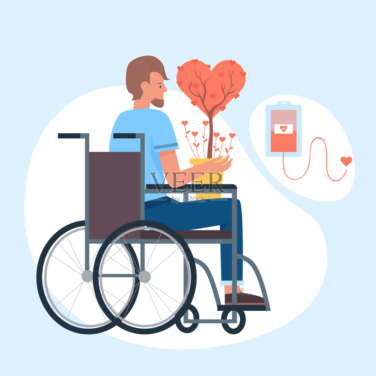 支持并开展对残障人士的慈善活动插画图片素材