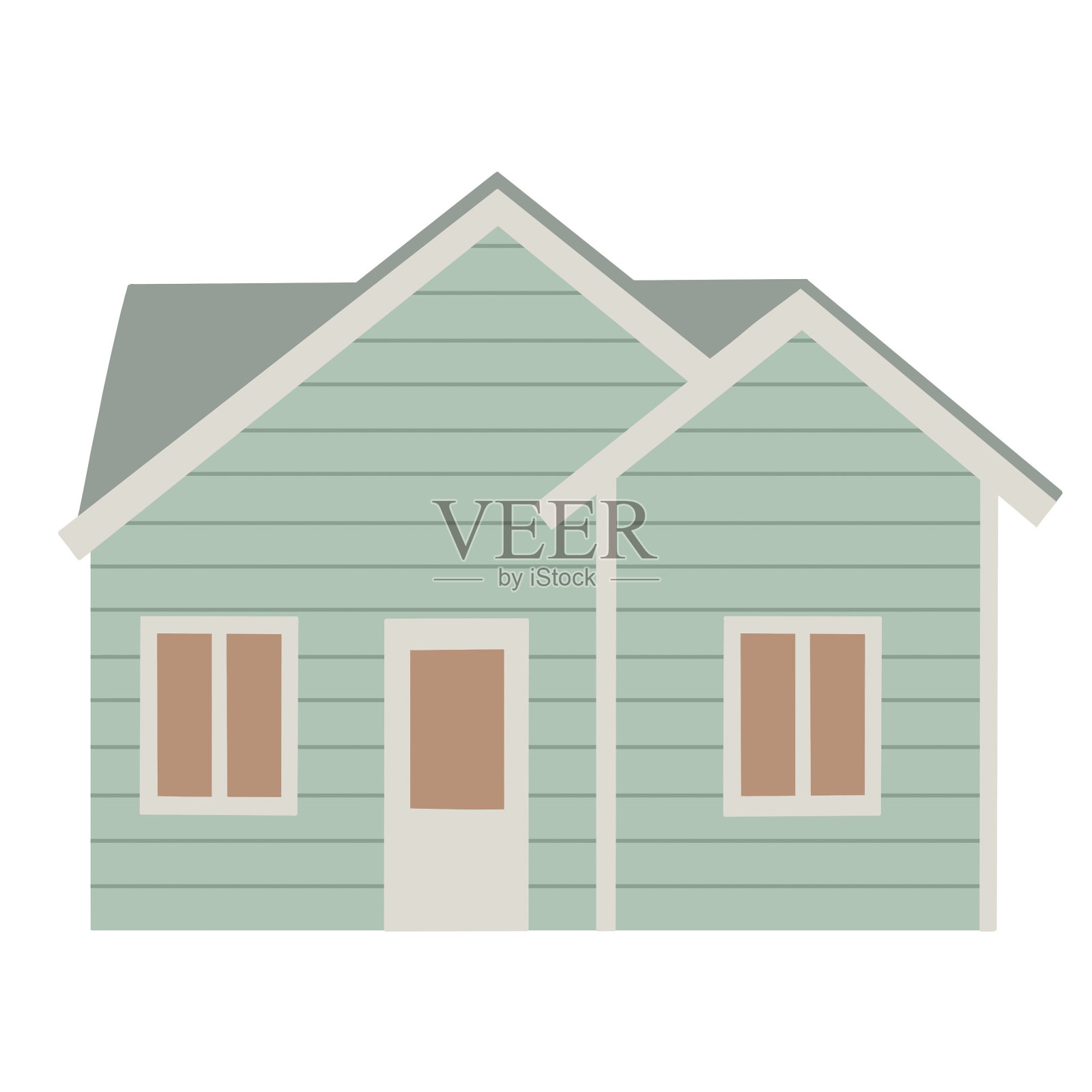 可爱的房子在平面设计，冷静的颜色设计元素图片