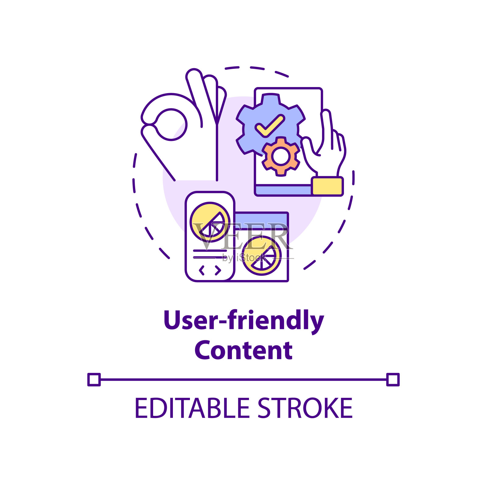 用户友好的内容概念图标插画图片素材