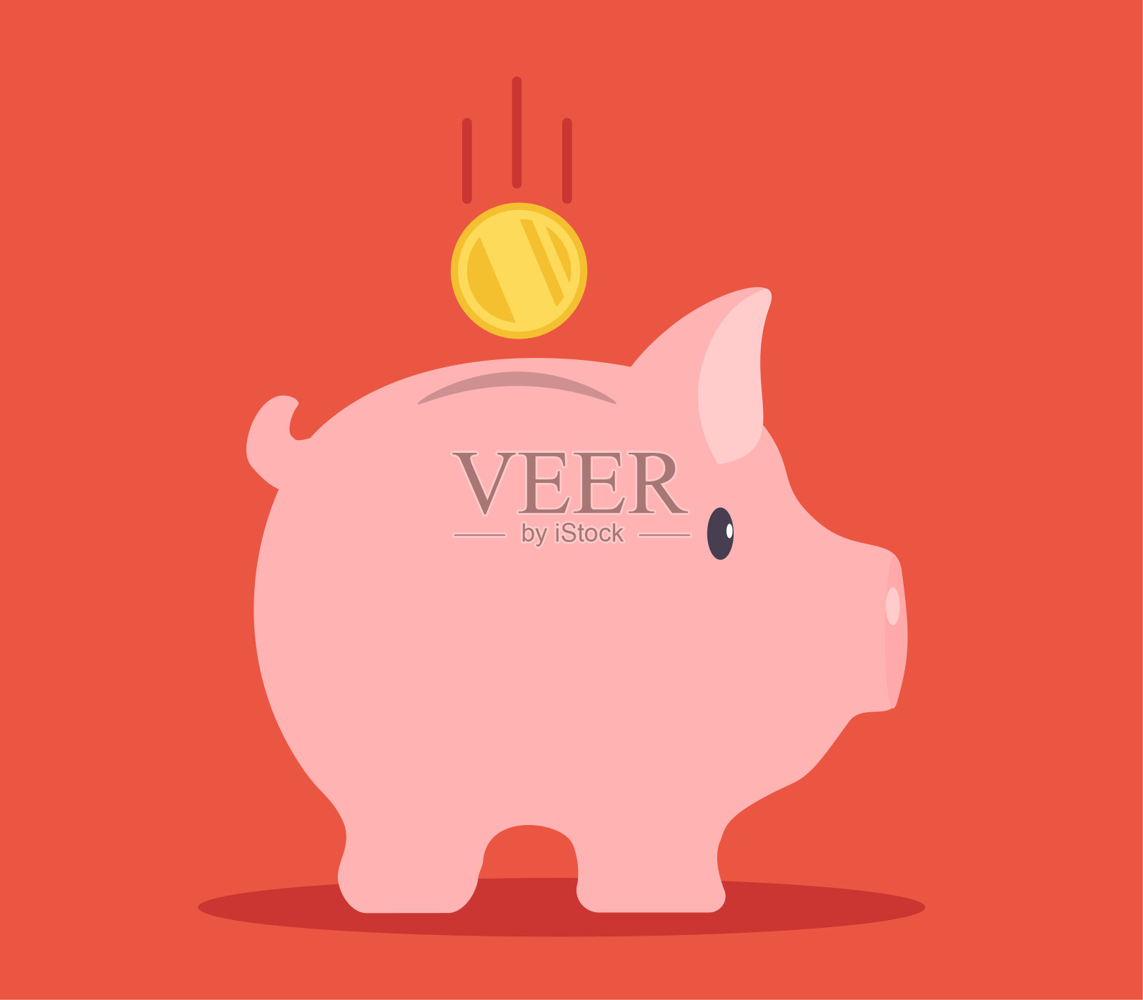 PrintPiggy bank与硬币矢量插图插画图片素材