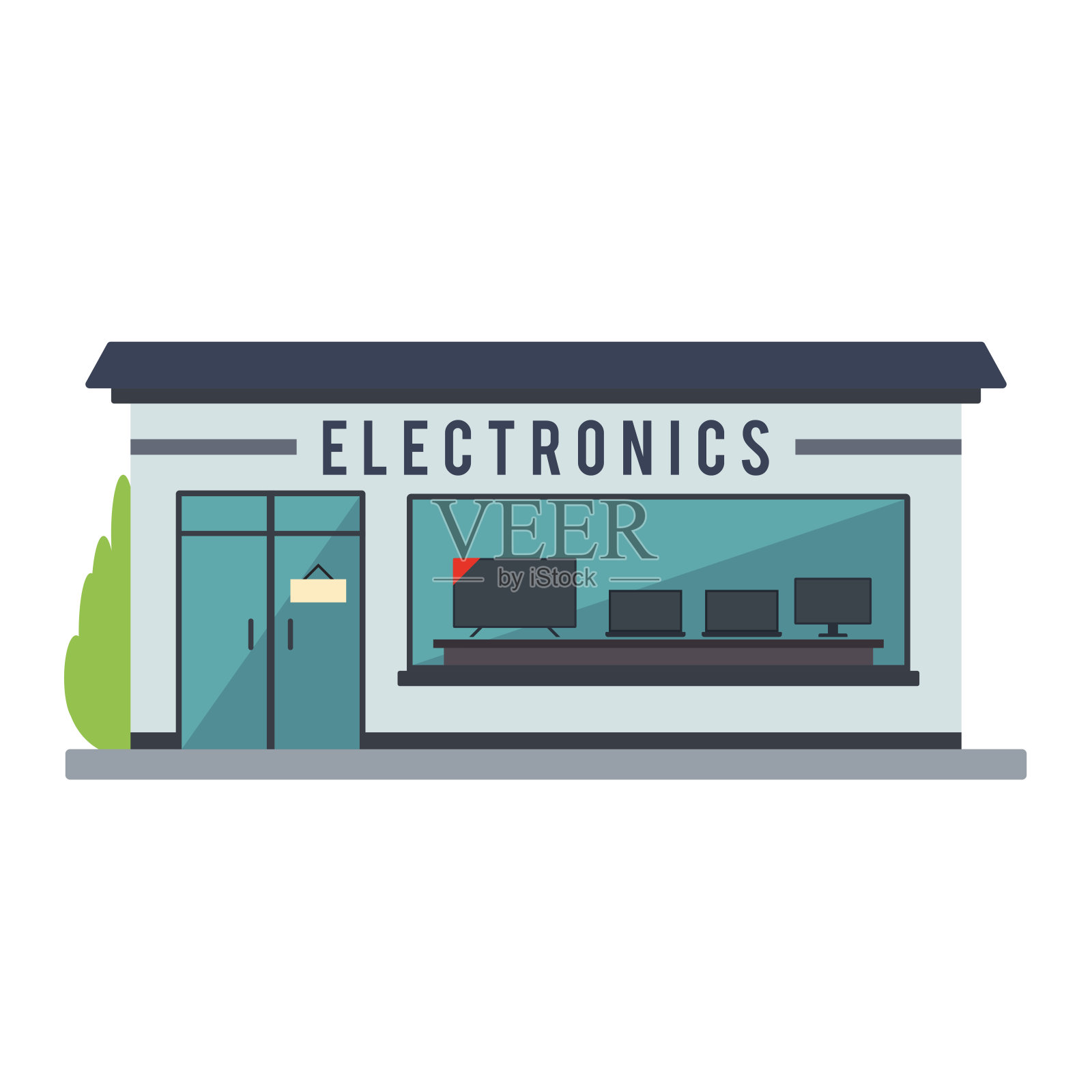 电子商店建筑物正面矢量图设计元素图片