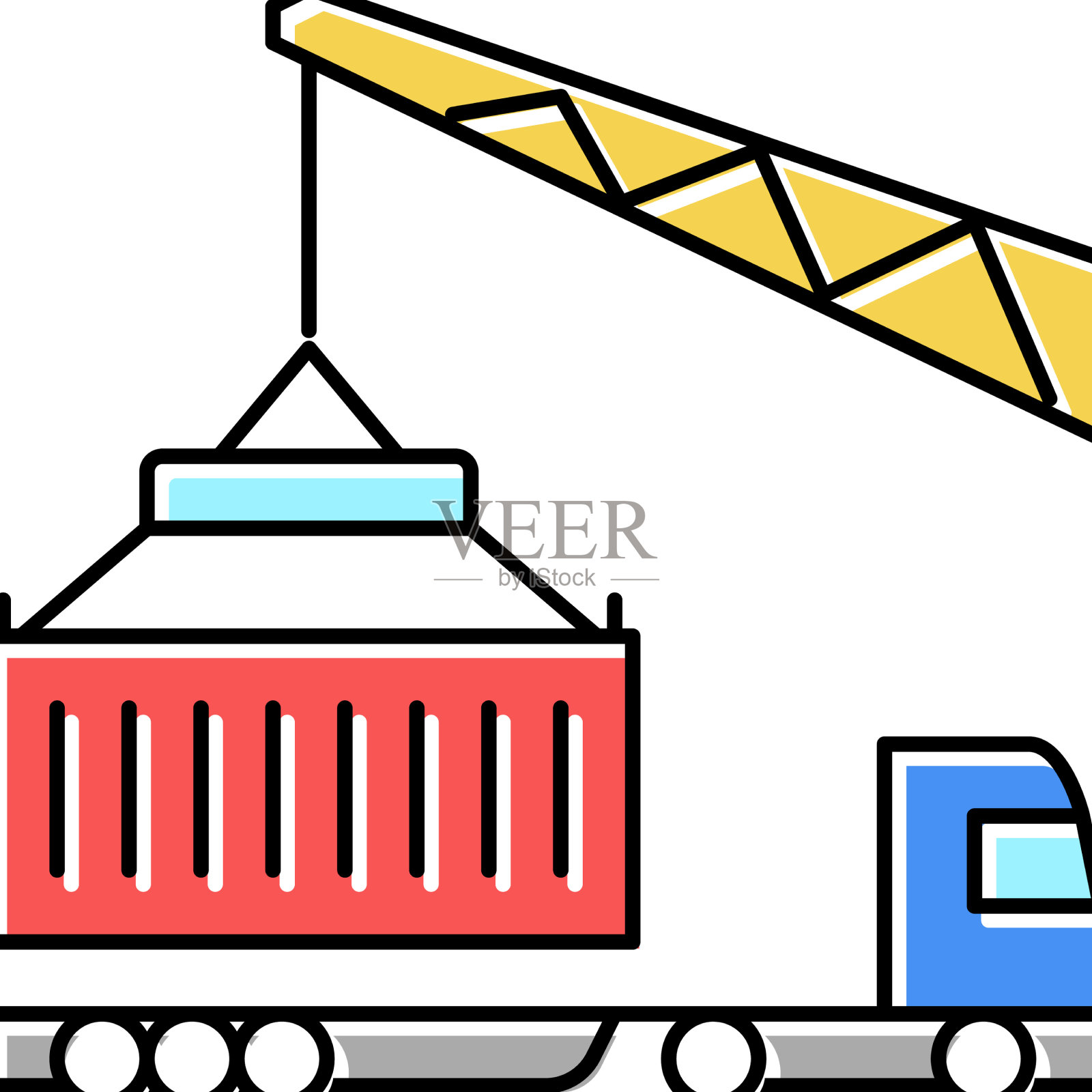 起重机按港口颜色装载集装箱设计元素图片